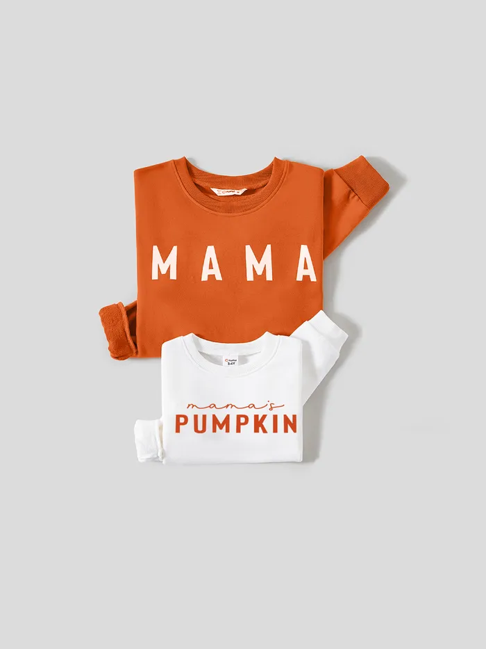 Mommy and Me Arancione Maniche Lunghe Zucca Tops 