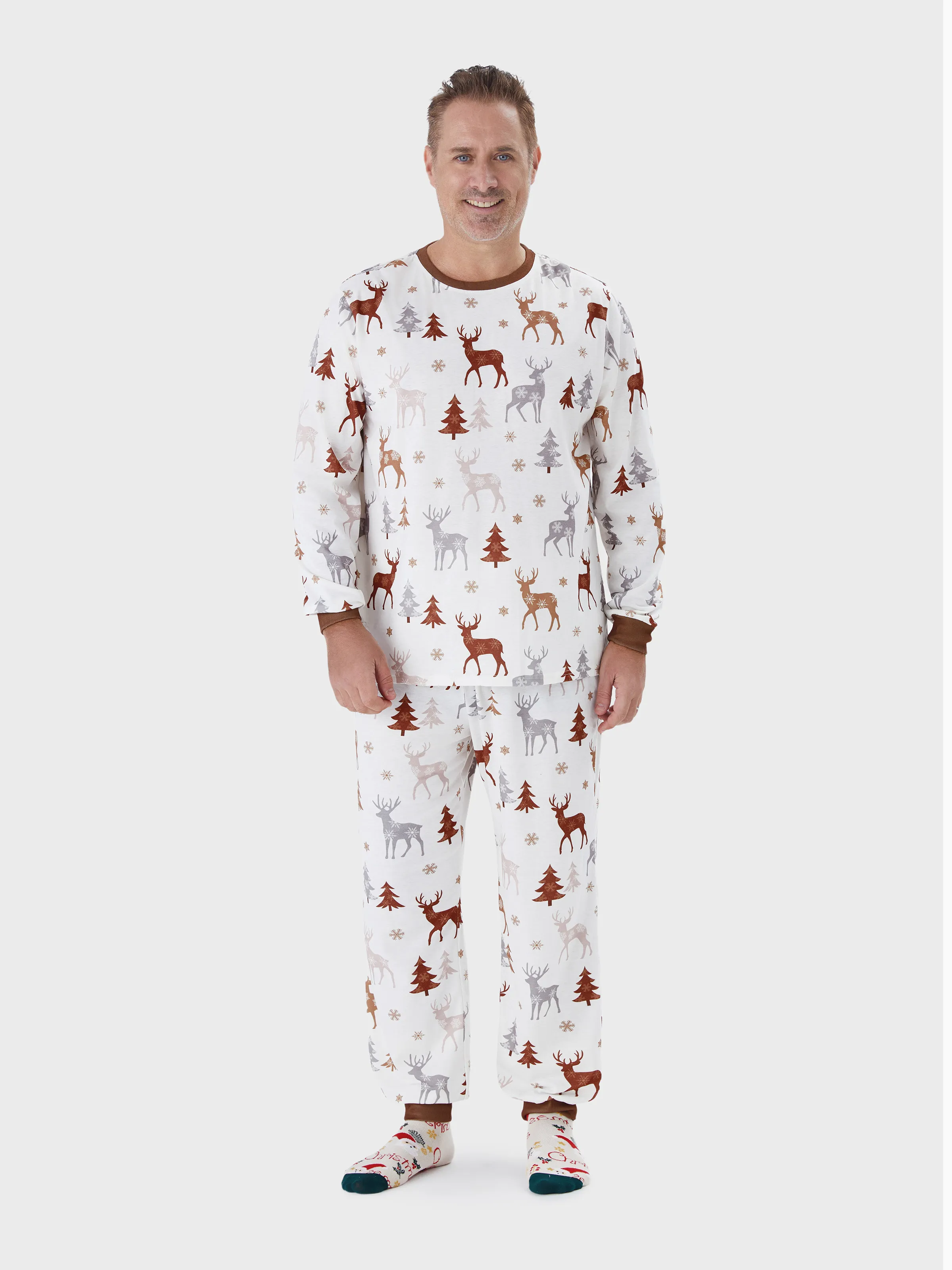 

Christmas Family Matching Reindeer&Trees Print Long-sleeve Pajamas Sets