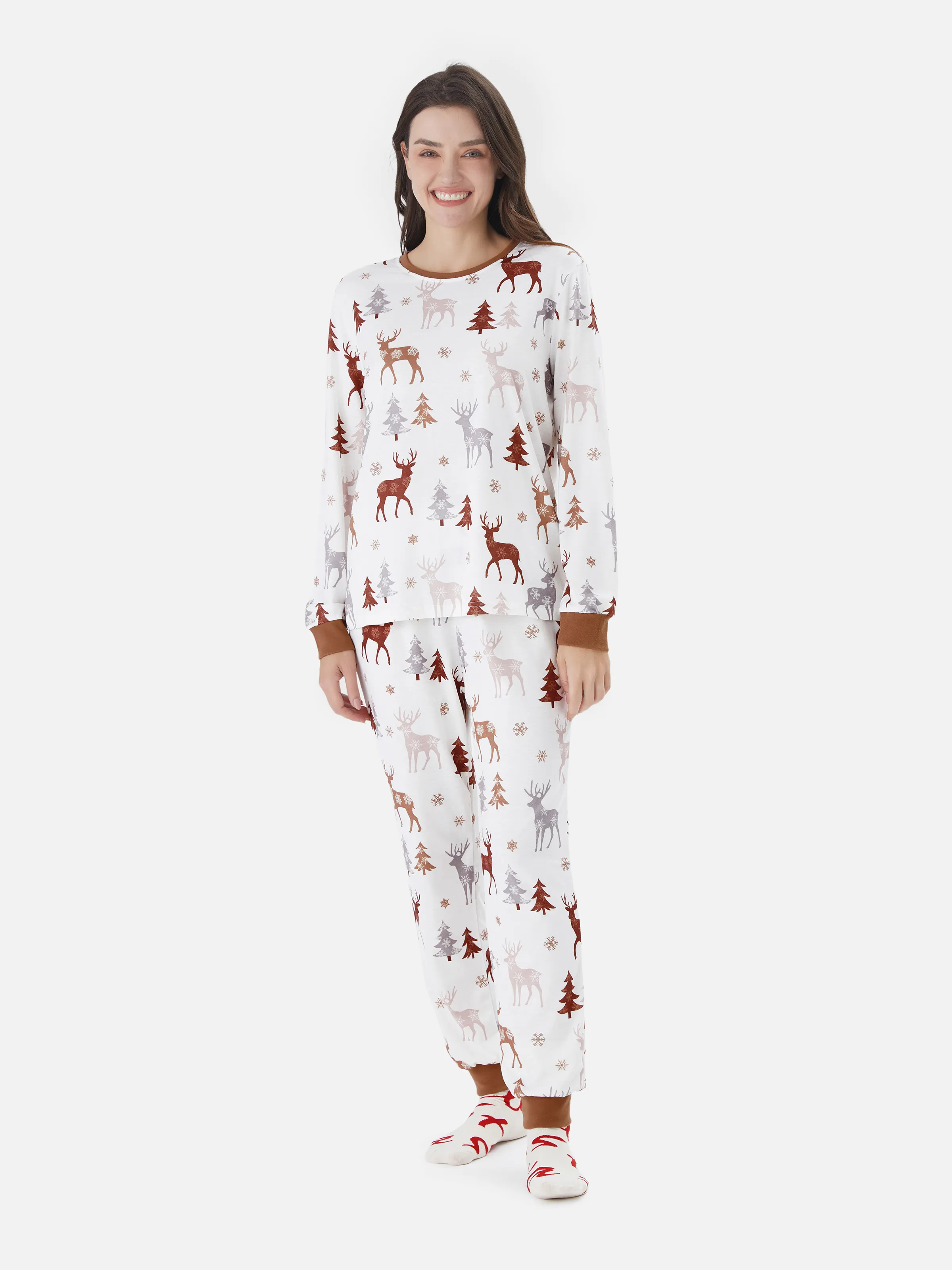 

Christmas Family Matching Reindeer&Trees Print Long-sleeve Pajamas Sets