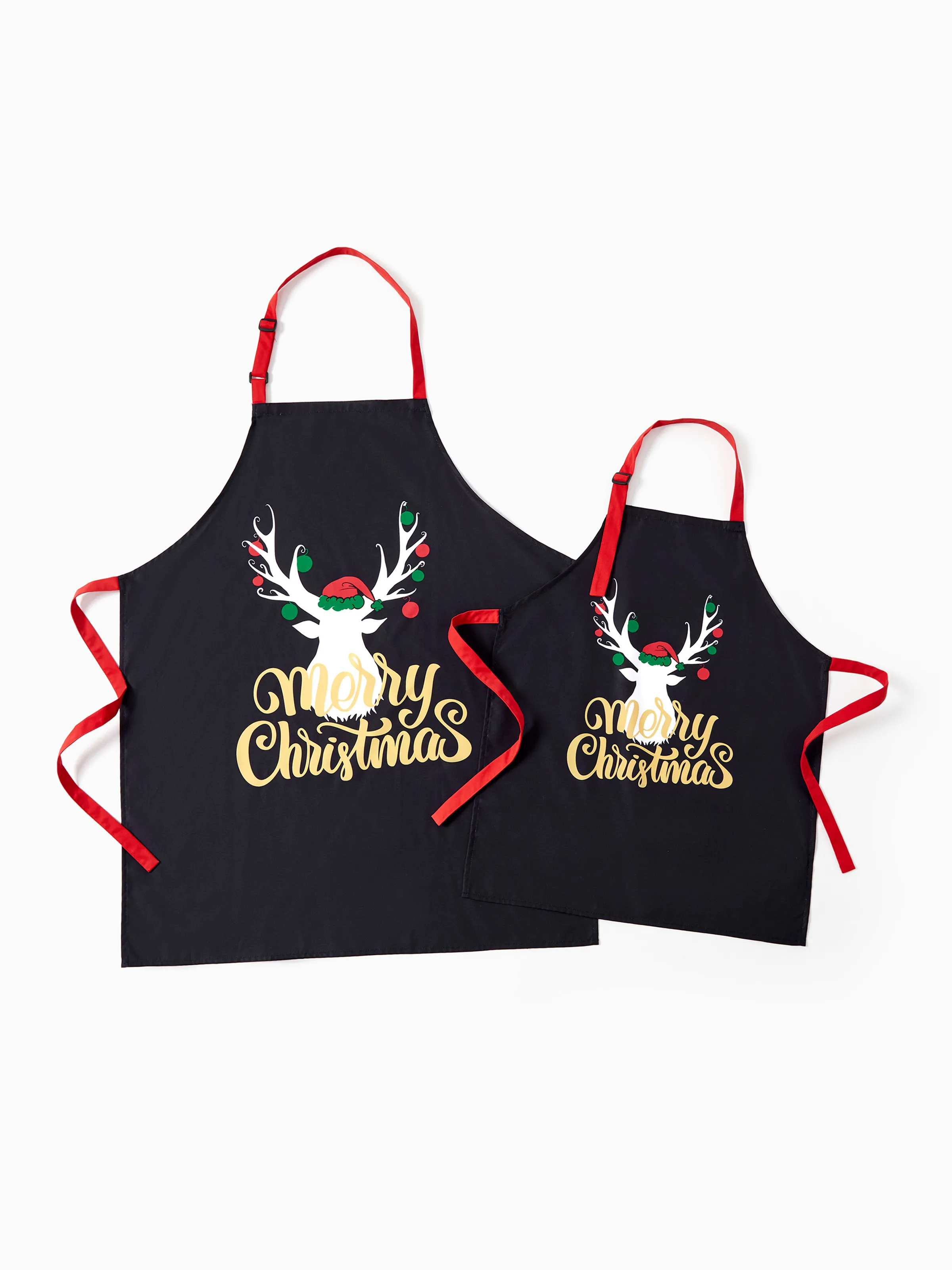 Matching Kitchen Apron for Family Cookie Making Crew Aprons Christmas Reindeer Pattern Waterproof 