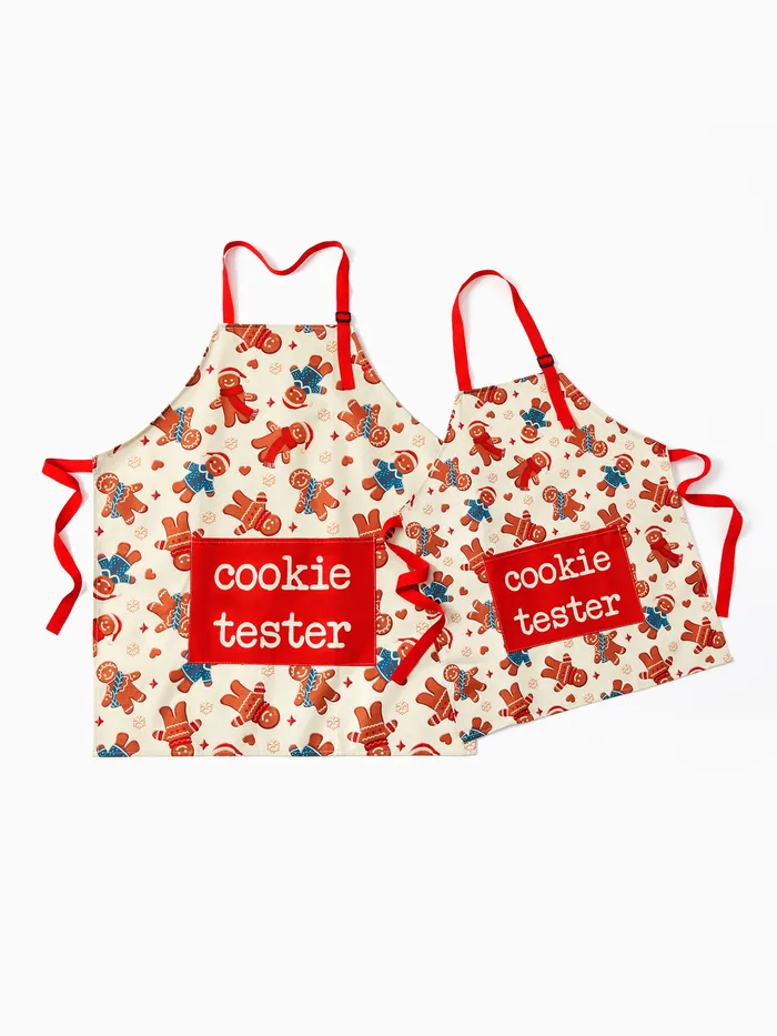 Christmas Apron for Family Matching Gingerbread Man Cookies Tester Kitchen Apron