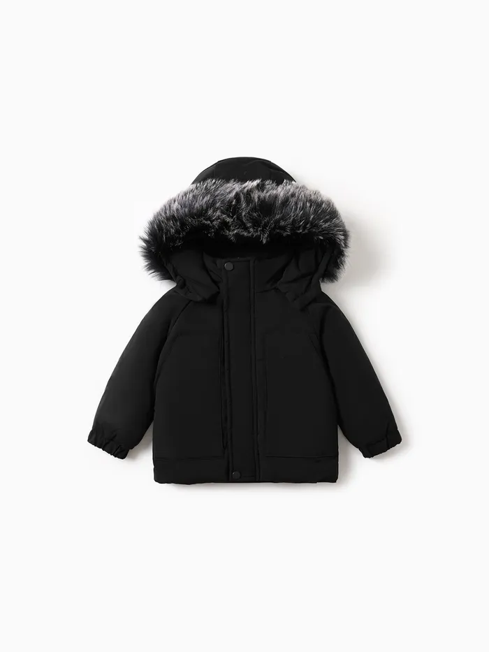 Toddler Boy/Toddler Girl Furry Collar Hooded Parka Puffer Jacket