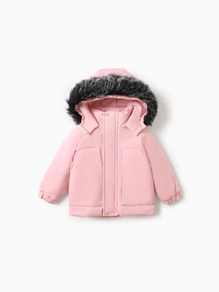 Toddler Boy/Toddler Girl Furry Collar Hooded Parka Puffer Jacket