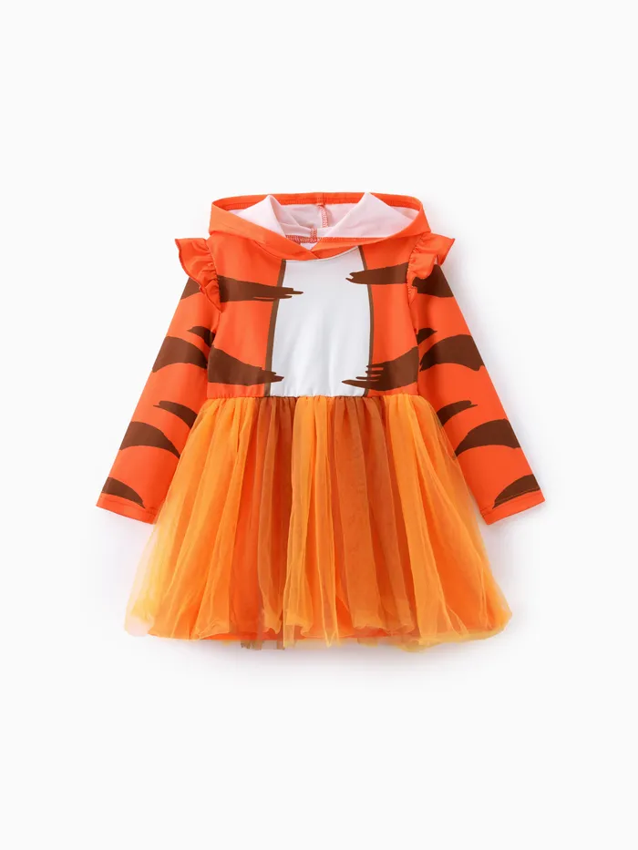 Disney Winnie the Pooh Girls Cosplay Halloween Vestido de tul de manga larga con capucha