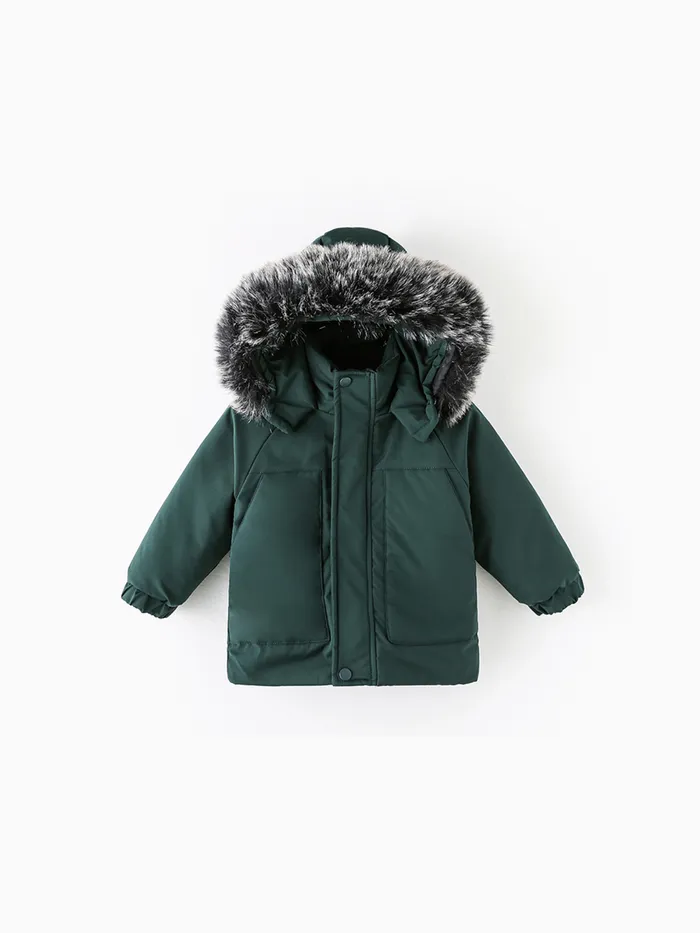 Bambino Ragazzo/Bambina Furry Collar Giacca con cappuccio Parka Piumino