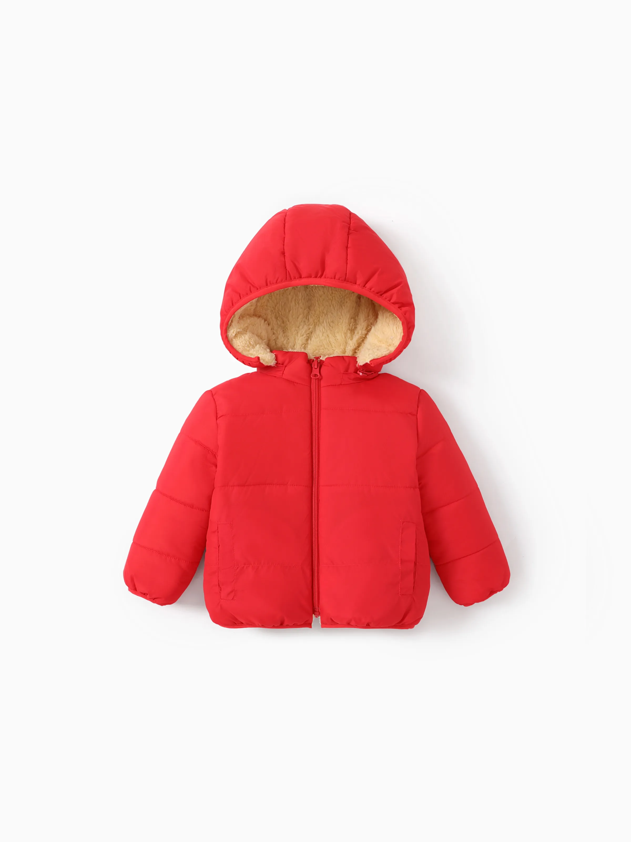 Chaqueta acolchada acolchada con forro polar para niños pequeños / niña pequeña