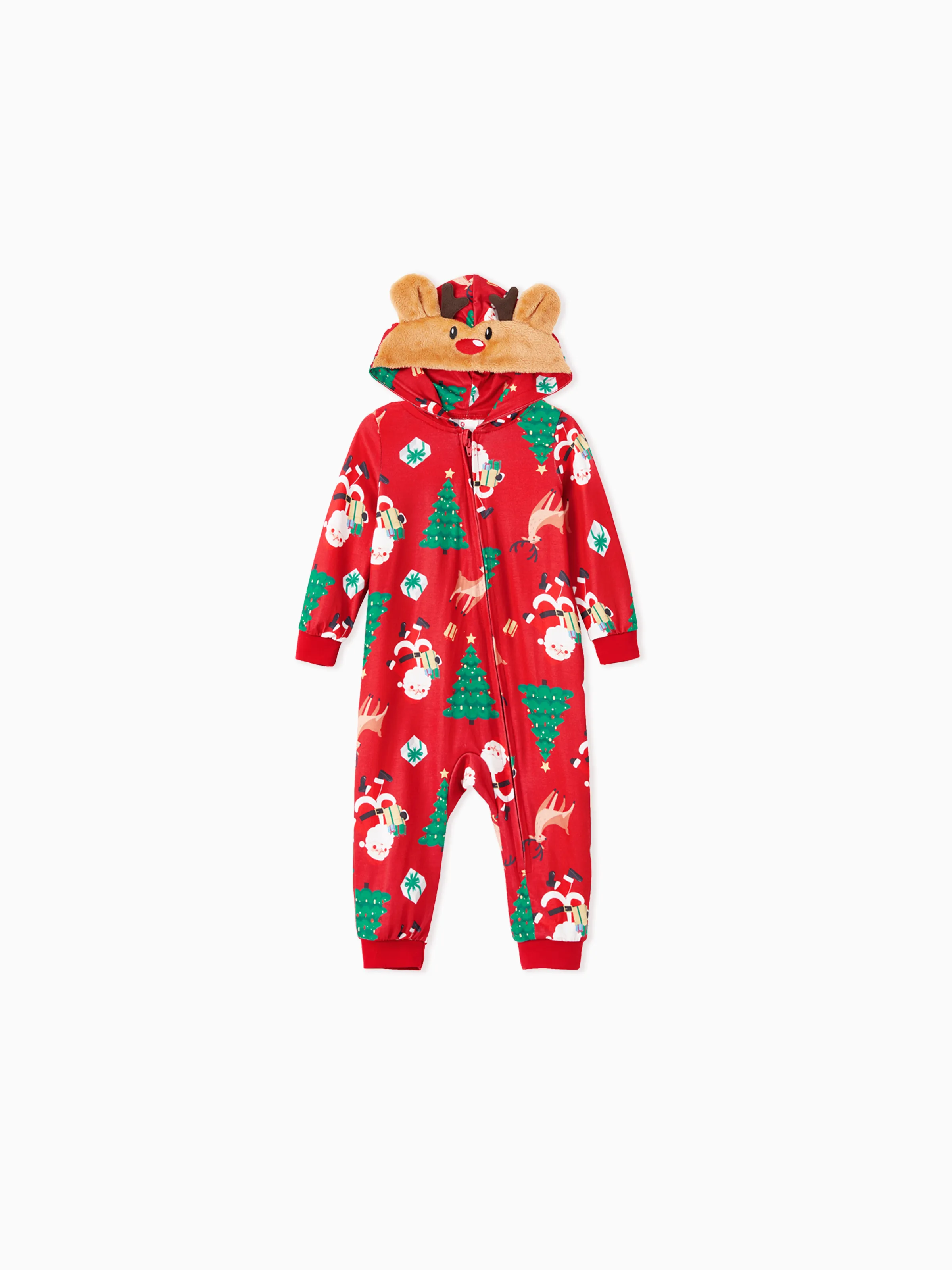 

Christmas Family Pajamas Sets 3D Reindeer Hooded Allover Print Onesies