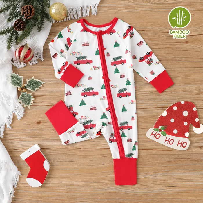 Bamboo Christmas Baby Boy/Girl Zippered Jumpsuit