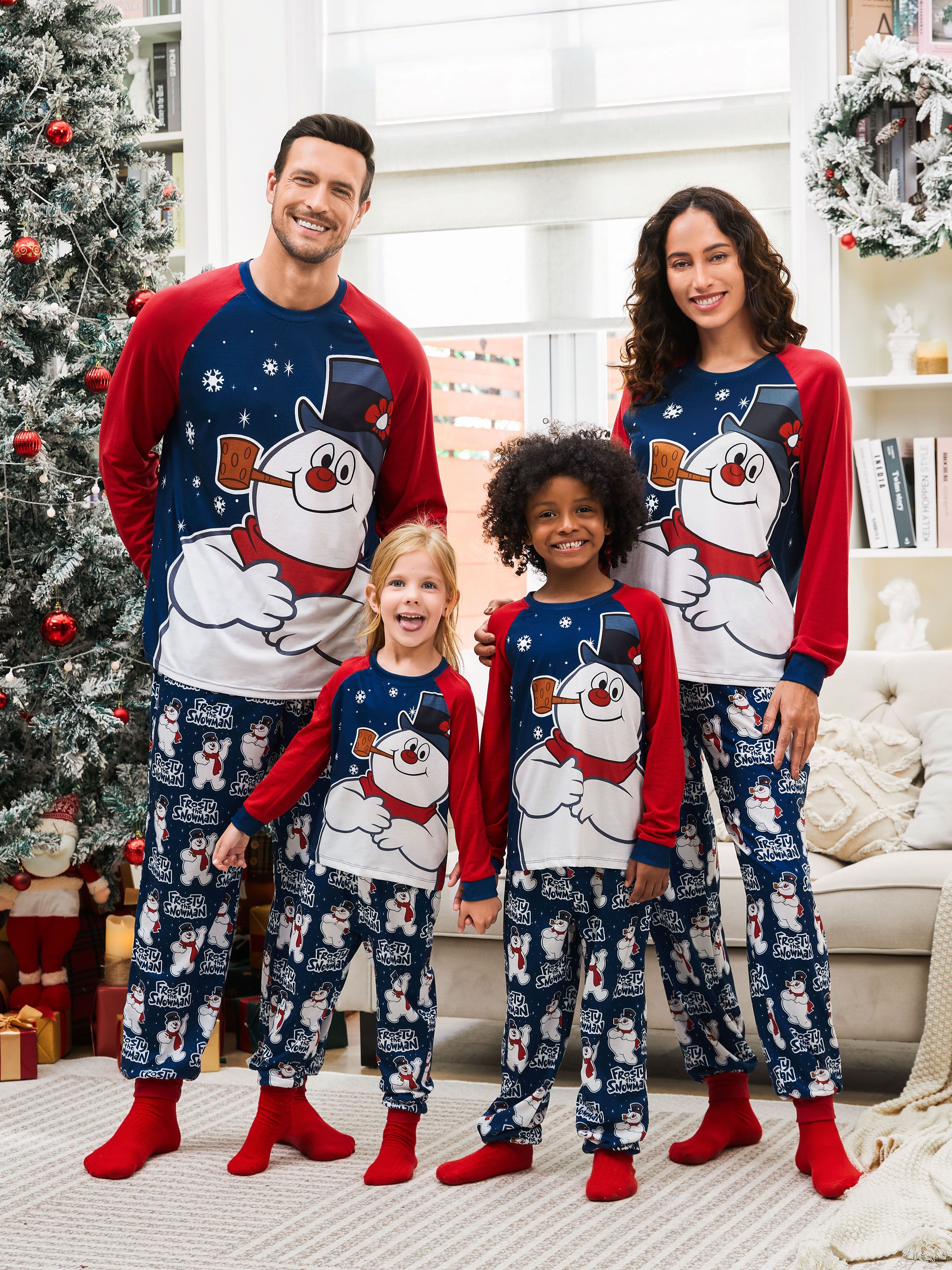 Frosty The Snowman Pajamas Matching Christmas PJs Red Raglan Sleeve Only 16.00 PatPat US Mobile