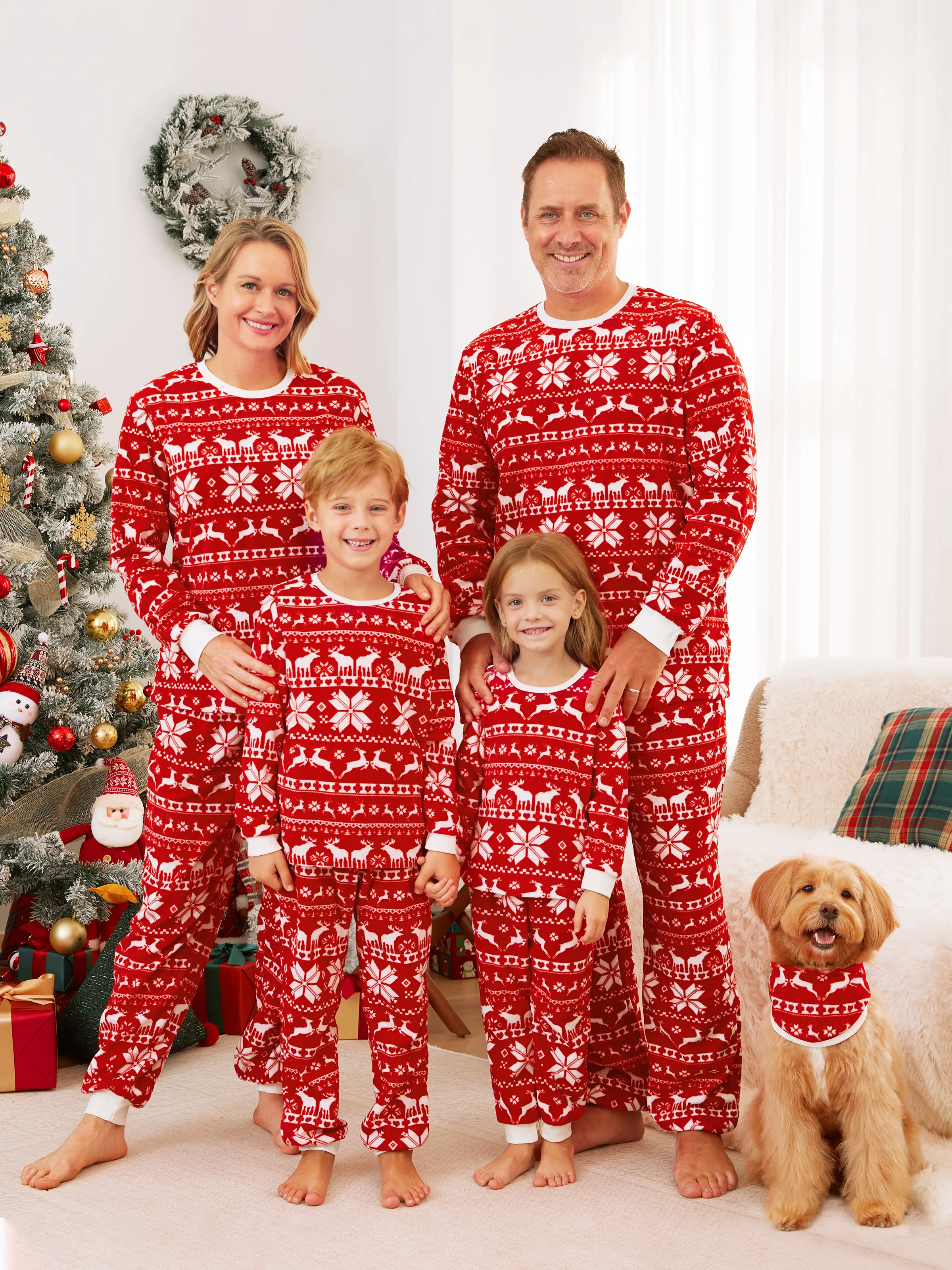 Red Christmas Fleece Pajamas - Classic Family Matching PJ Sets