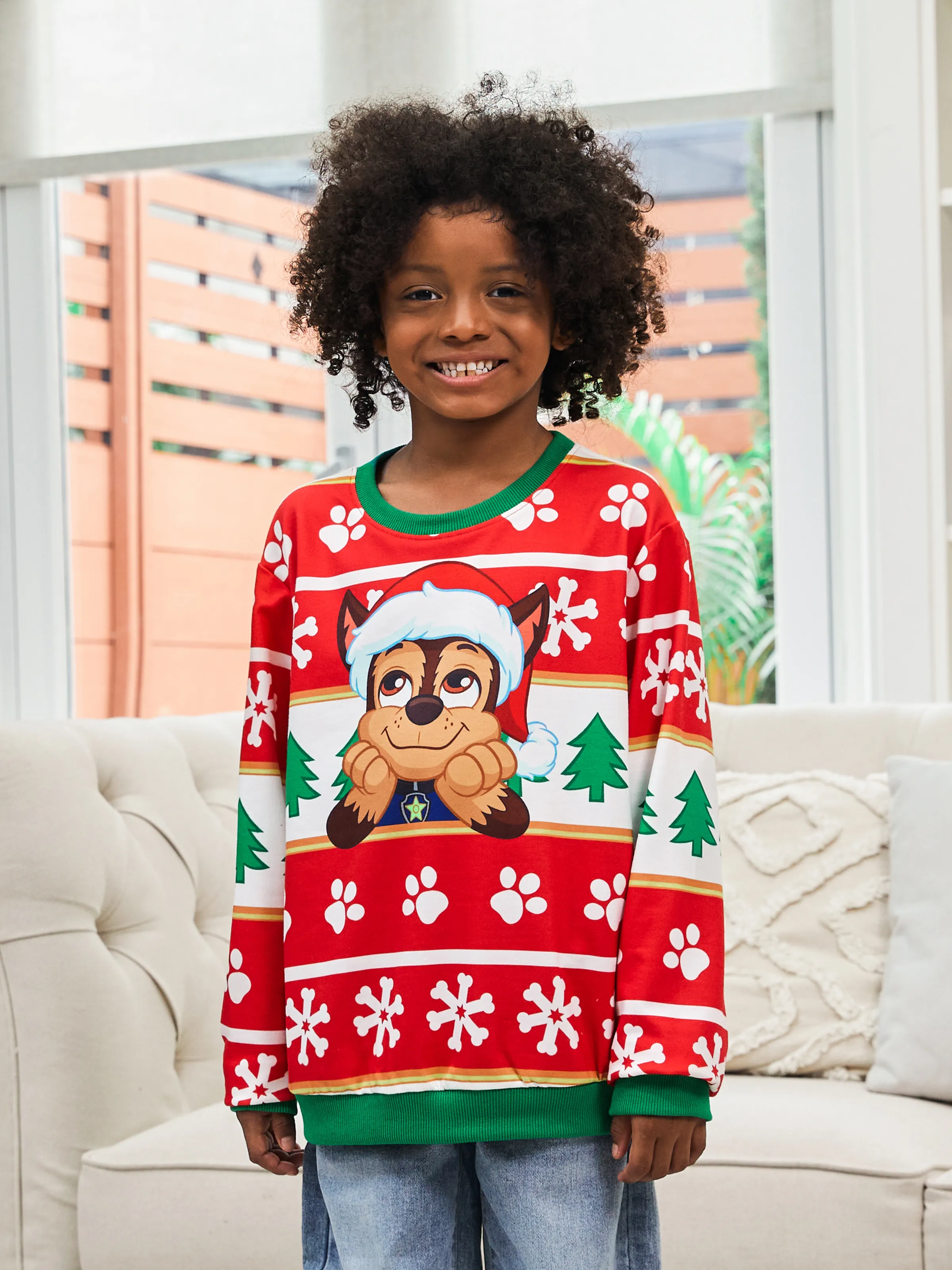 

PAW Patrol Family matching Christmas Chase And Skye With Santa Hat Snowflake Pattern Sweatshirt