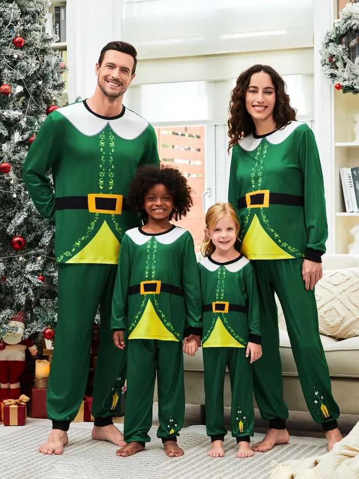 ELF Family Set de pijama de cosplay navideño a juego (resistente a las llamas)