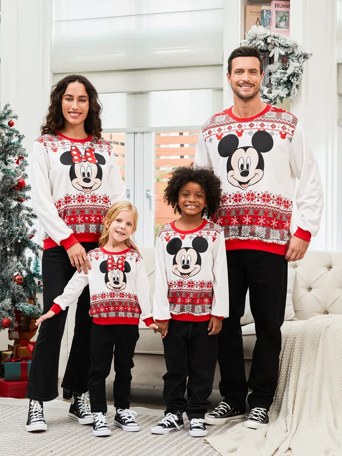 Disney Mickey et ses amis Famille Sweat-shirt à manches longues assorti à imprimé de Noël 