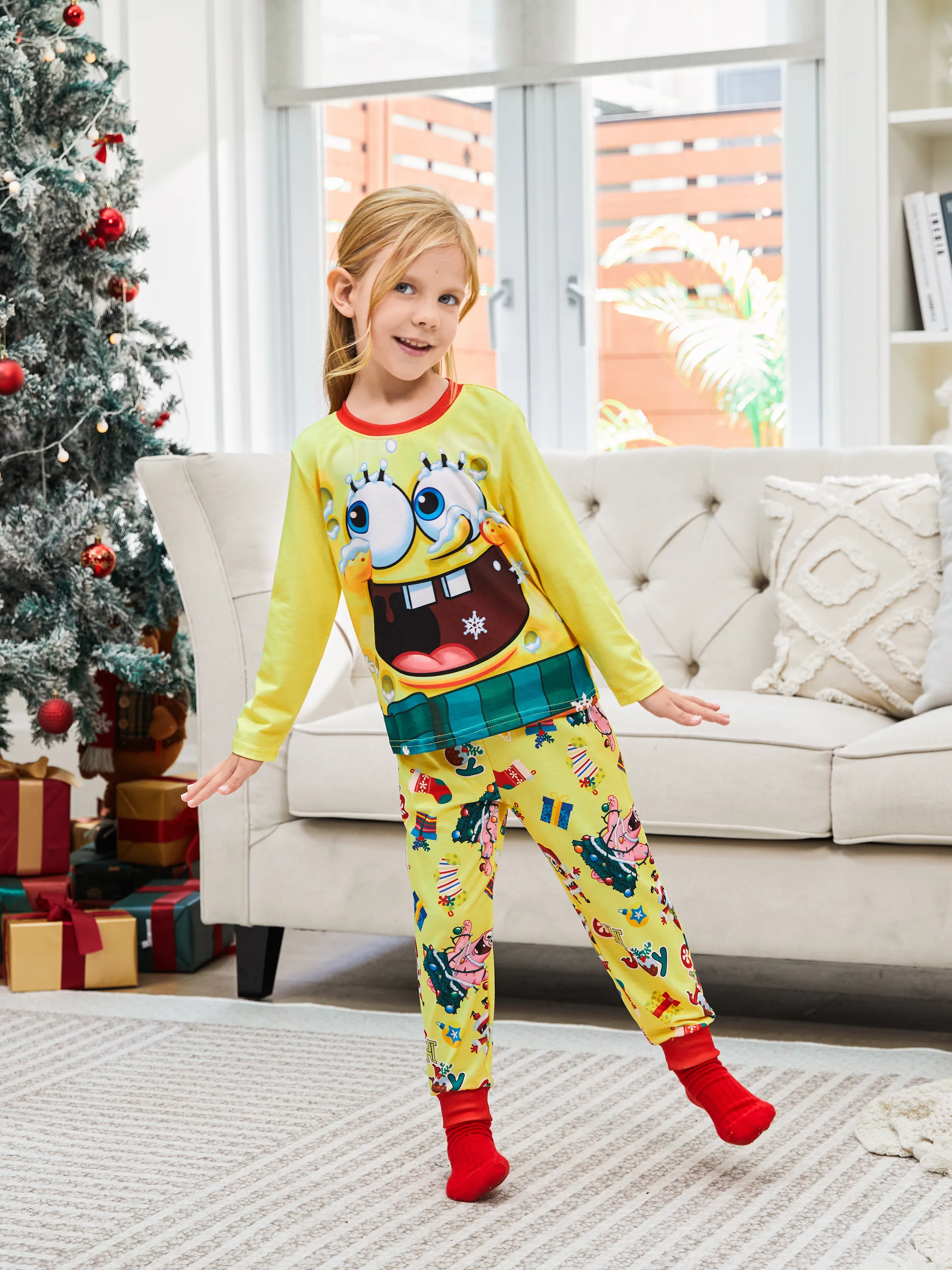 

SpongeBob SquarePants Family matching Christmas Print Pajamas Set(Flame Resistant)