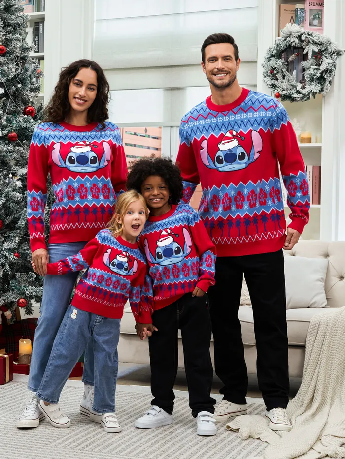 Disney Stitch Family matching Christmas Pattern Long-sleeve Knitwear 
