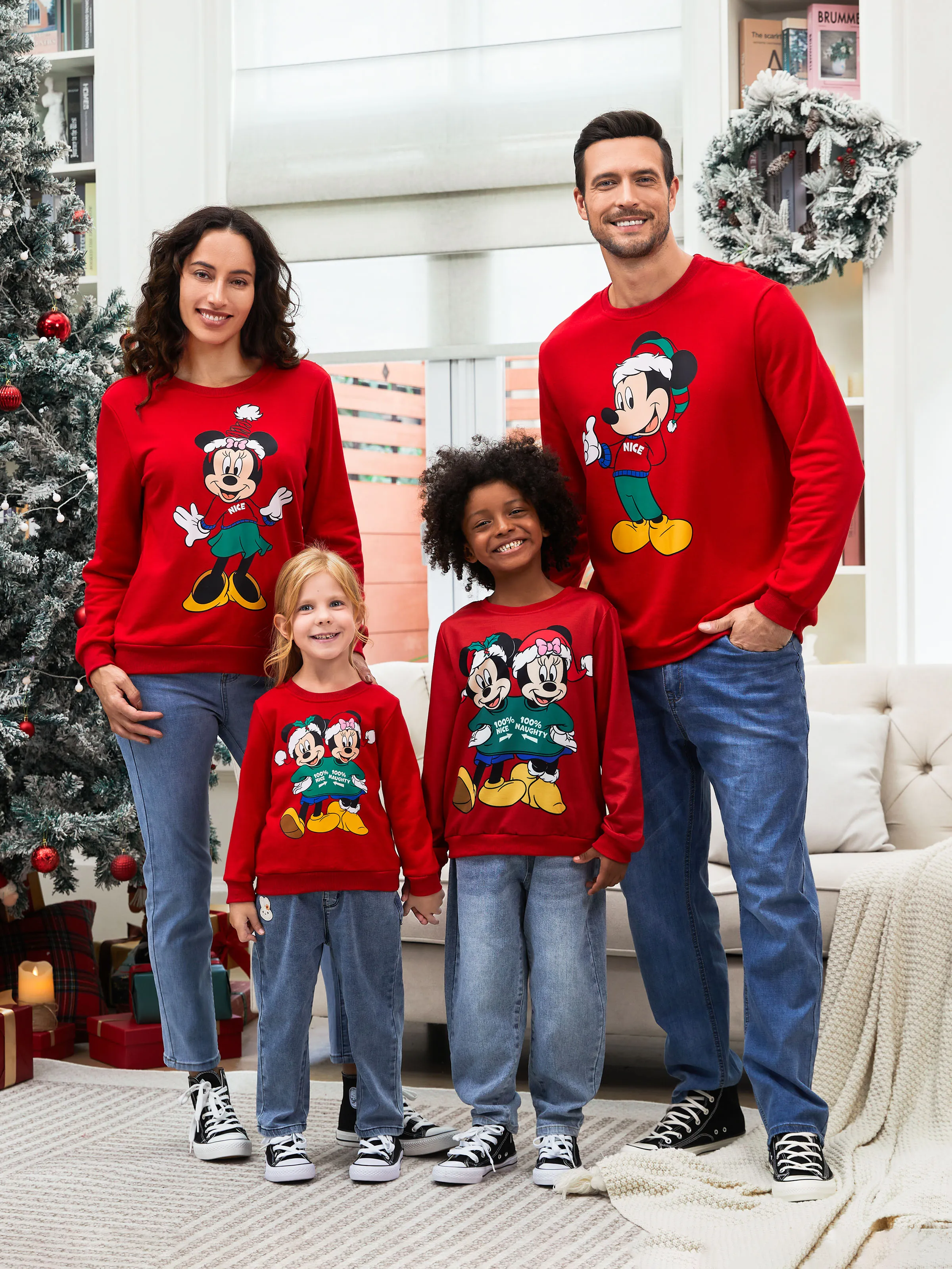 Disney Mickey and Friends Family Matching Christmas Character Print Sweatshirt Only 23.99 PatPat US Mobile