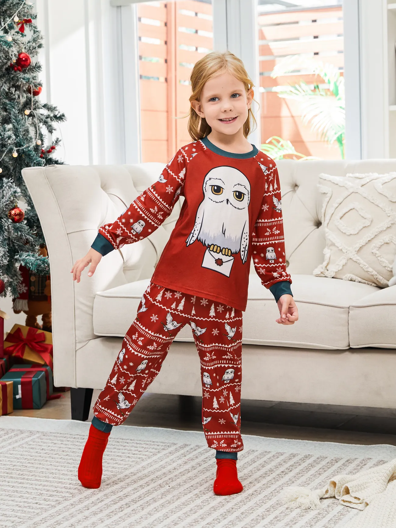 

Harry Potter Family matching Christmas Owl Pattern Pajama Set (Flame Resistant)