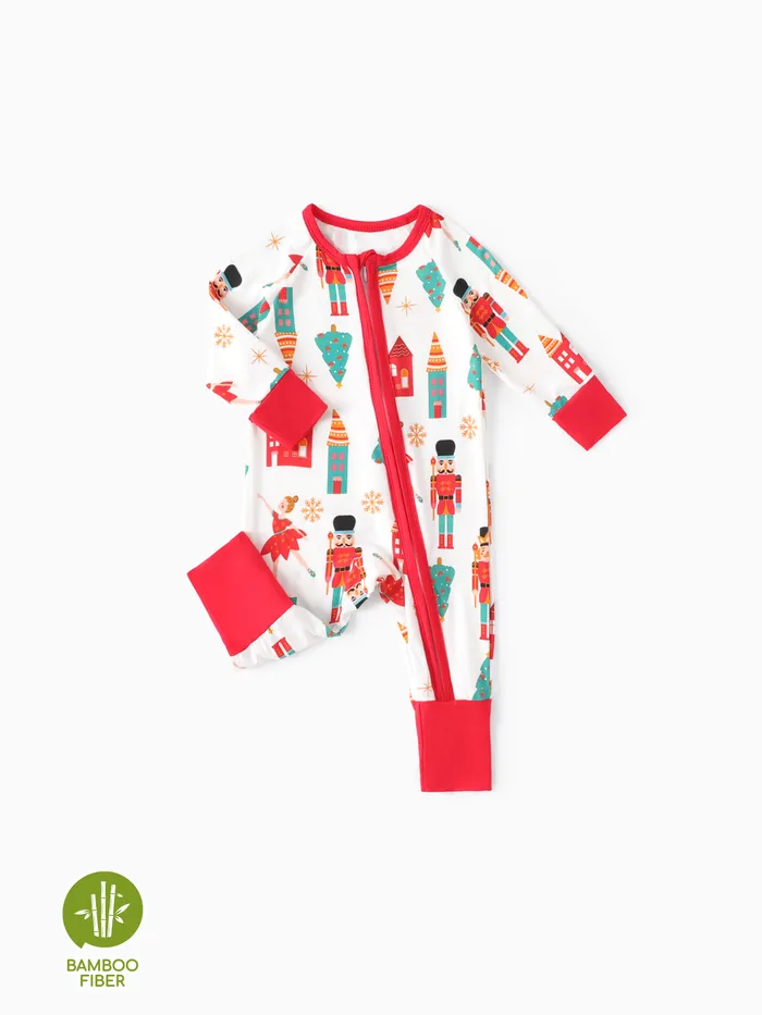 Weihnachten Baby Junge/Mädchen Bambus Jumpsuit mit Reißverschluss