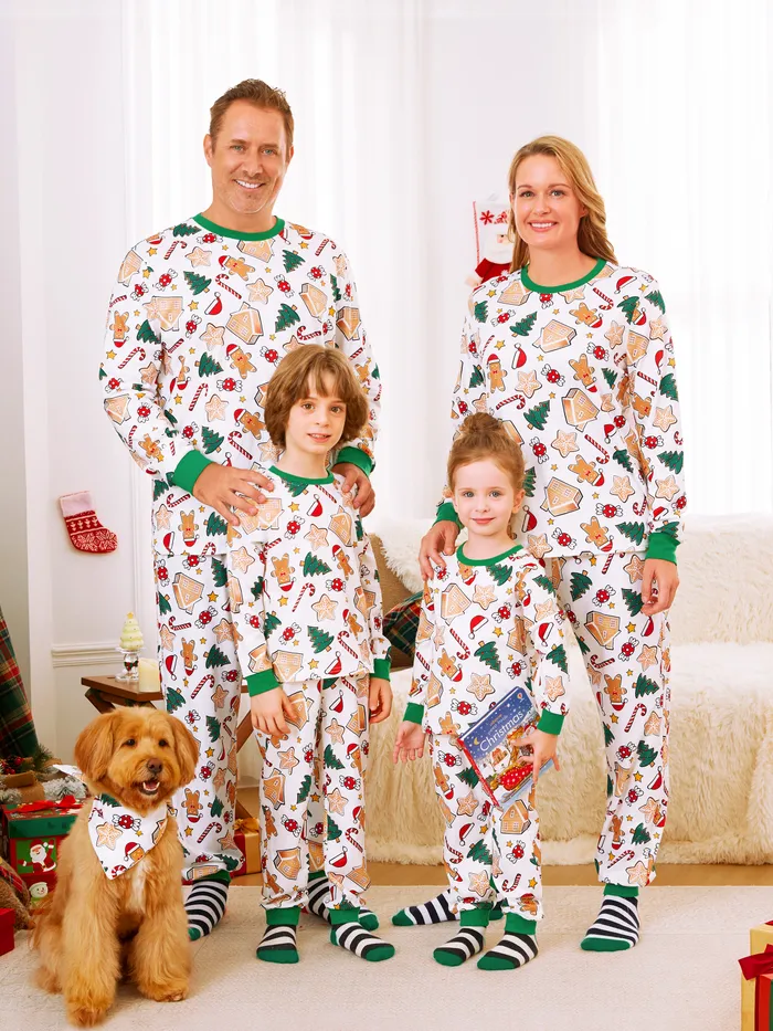 Gingerbread House Pajamas Matching Family Green Christmas PJs Sets