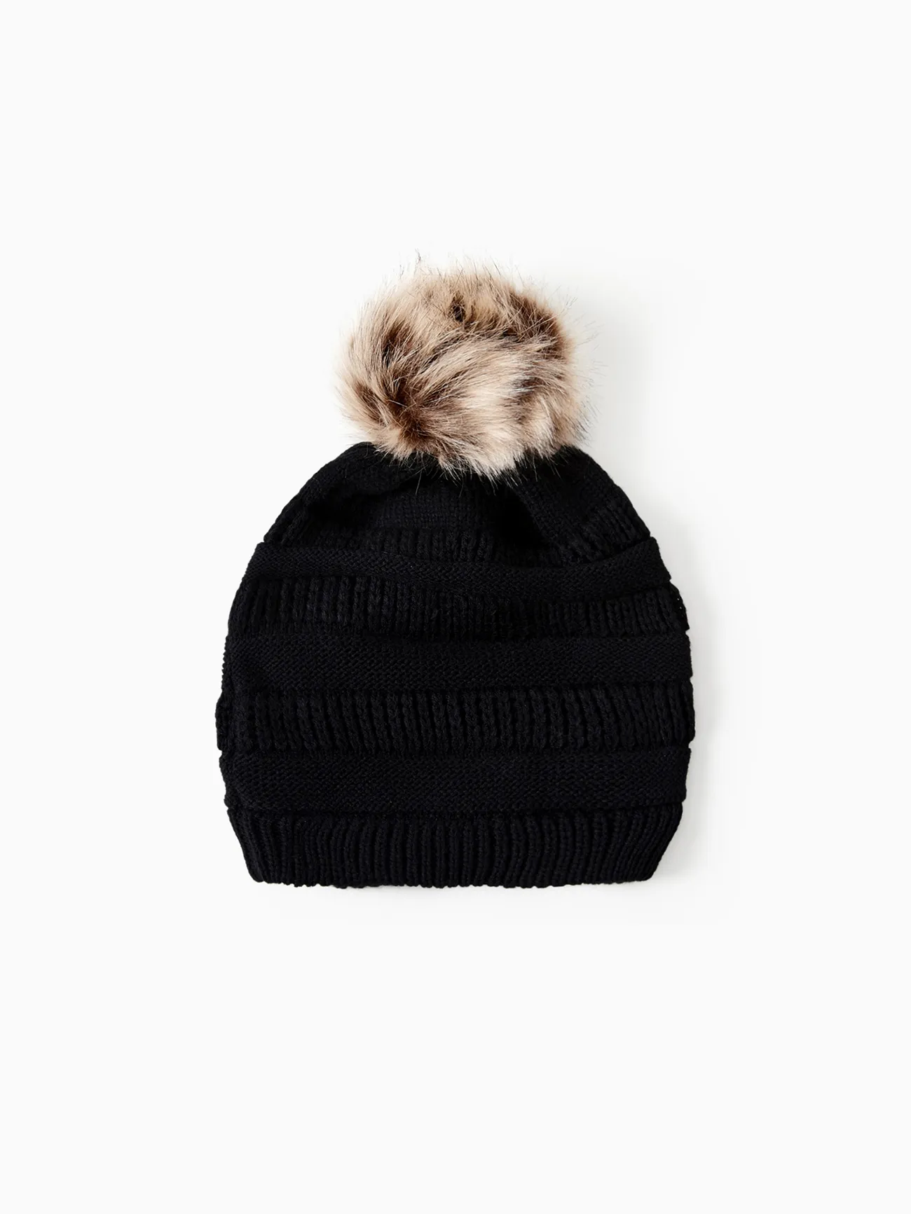 

Winter Fall Trendy Chunky Stretchy Cable Knit Pom Pom hat for mom and daughter