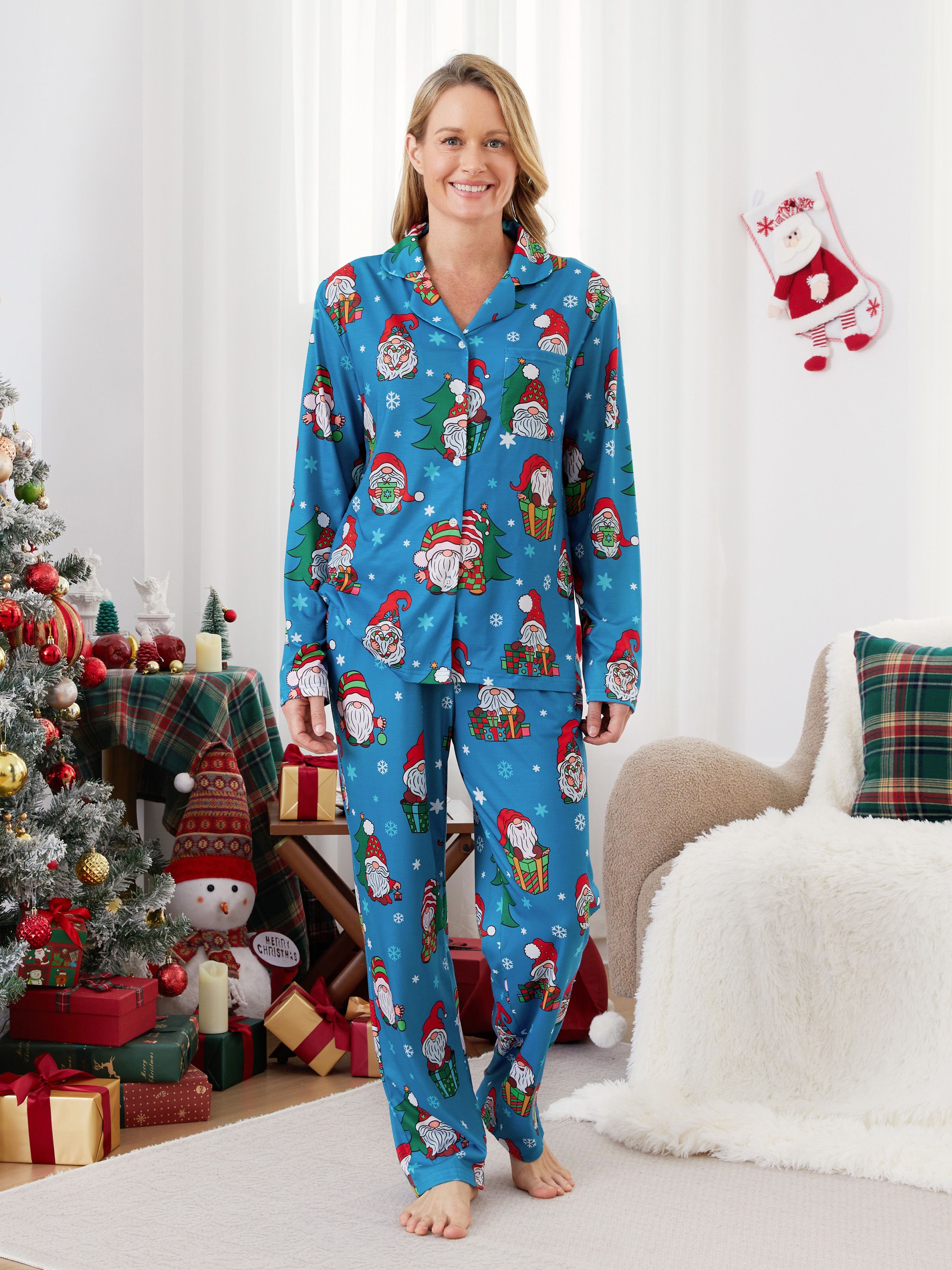 Collared christmas pajamas sale