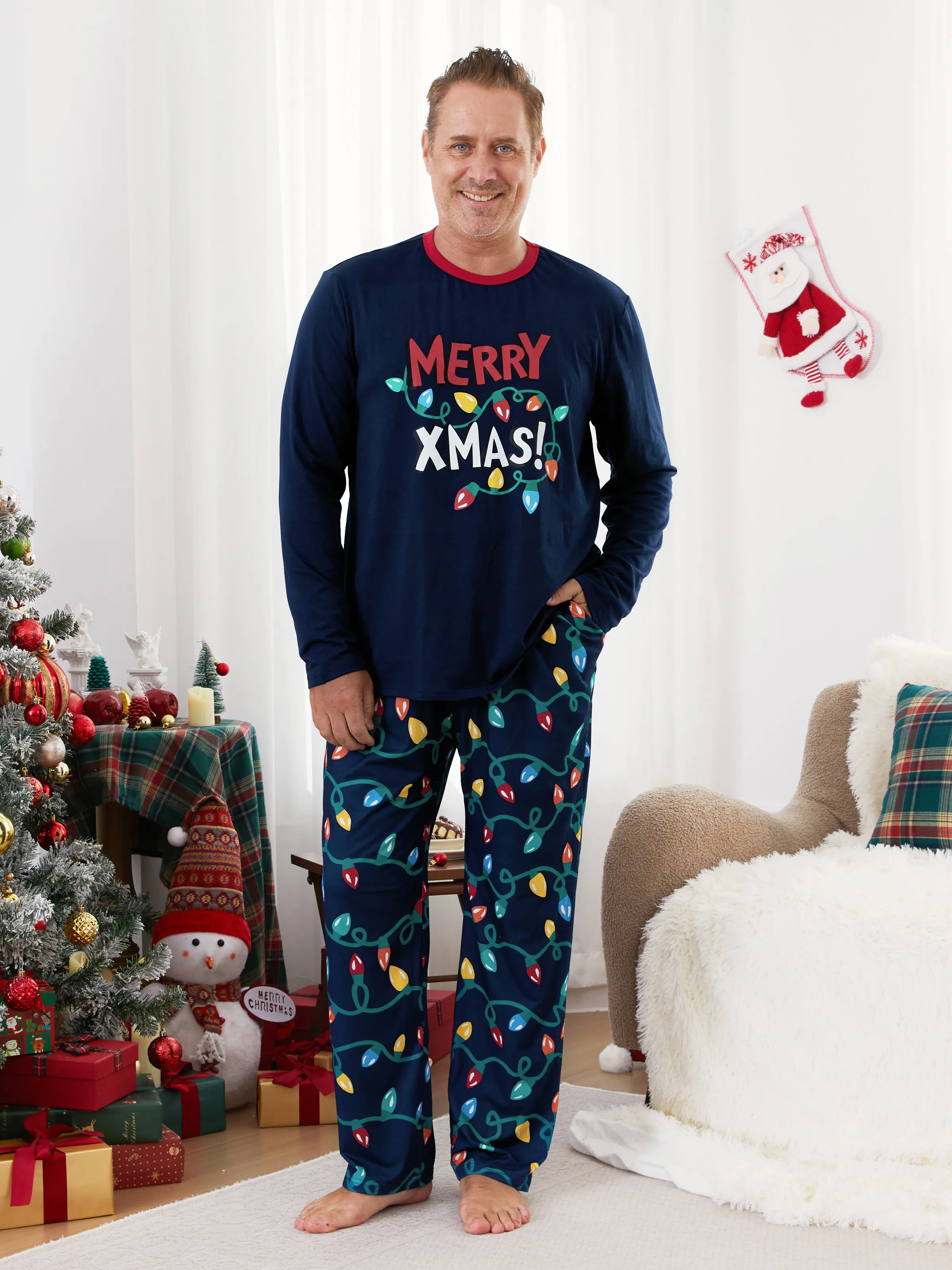 

Christmas Pajamas Family Matching Merry Christmas Xmas Light Pajamas Sets