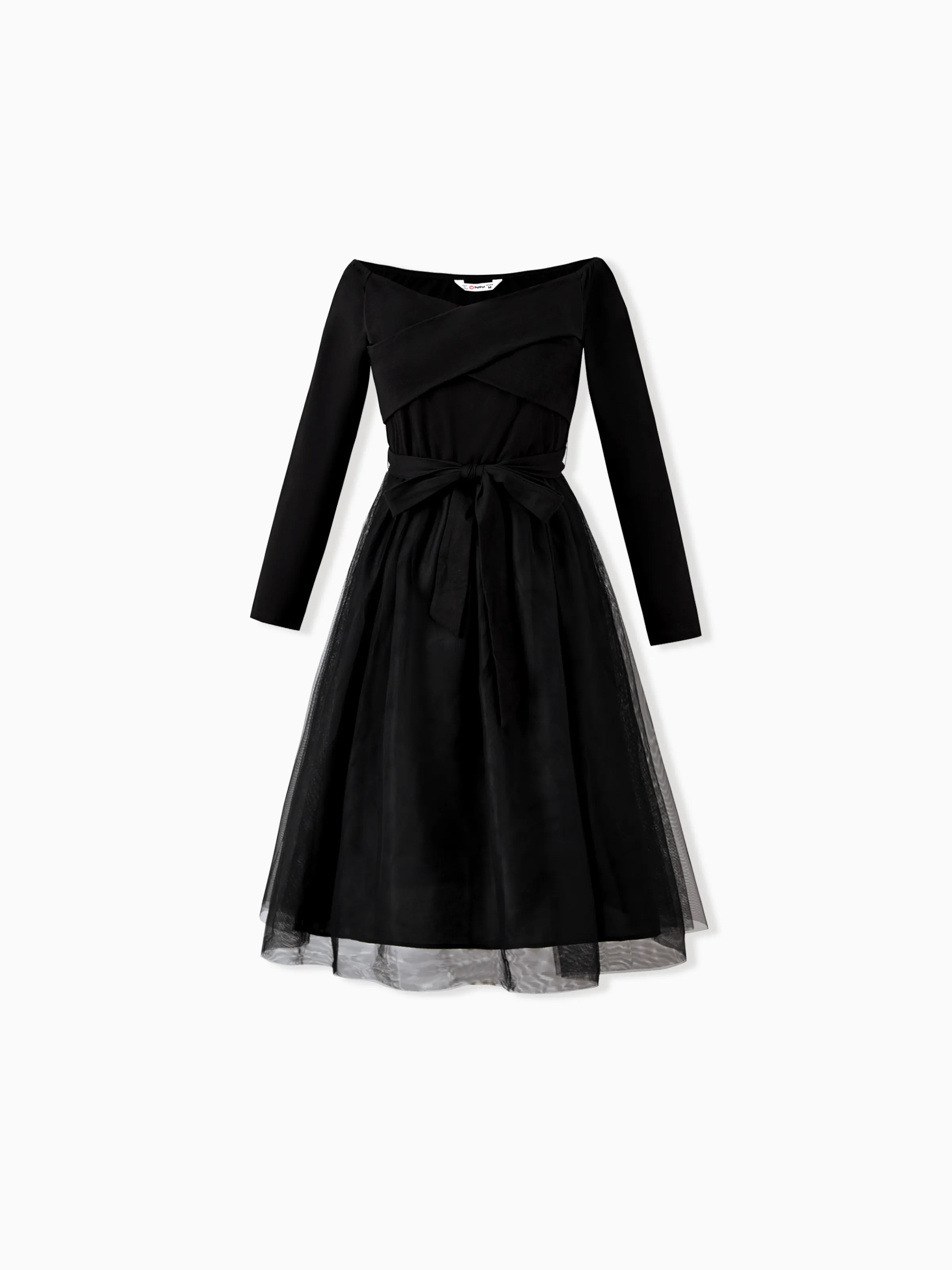 

Family Matching Sets Black Plaid Shirt or Elegant Off-Shoulder Cross Front Tulle Mesh Dress