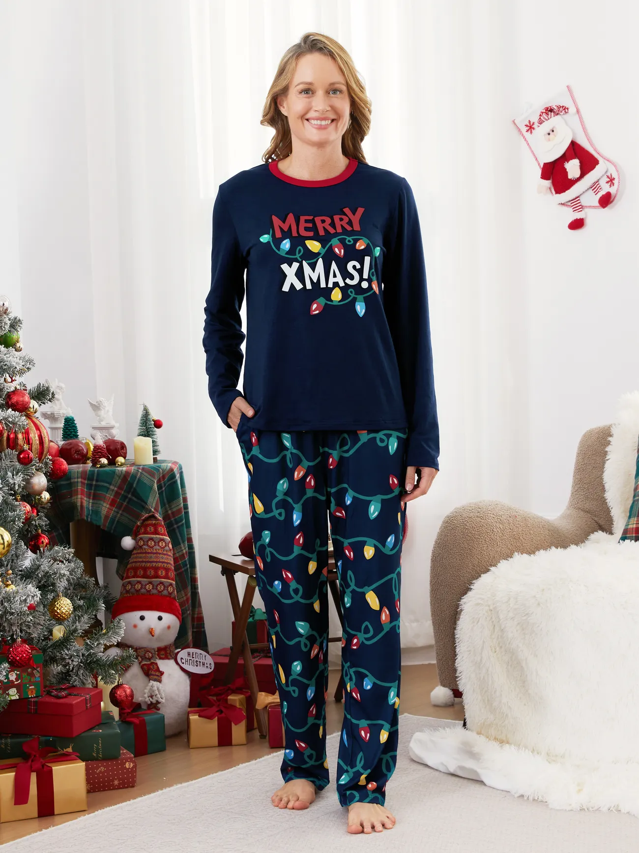 

Christmas Pajamas Family Matching Merry Christmas Xmas Light Pajamas Sets