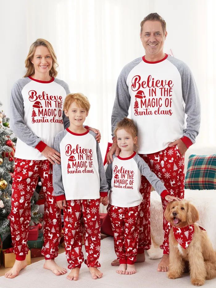 Christmas Family Believe in the Magic of Santa Claus  Pajamas Sets with Drawstring and String ( Flame Resistant )