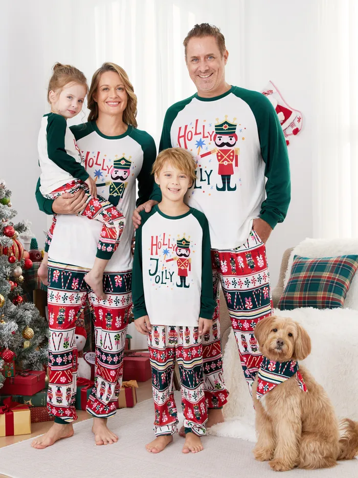 Matching Family Christmas Long Raglan Sleeves Nutcracker Pajamas Sets 