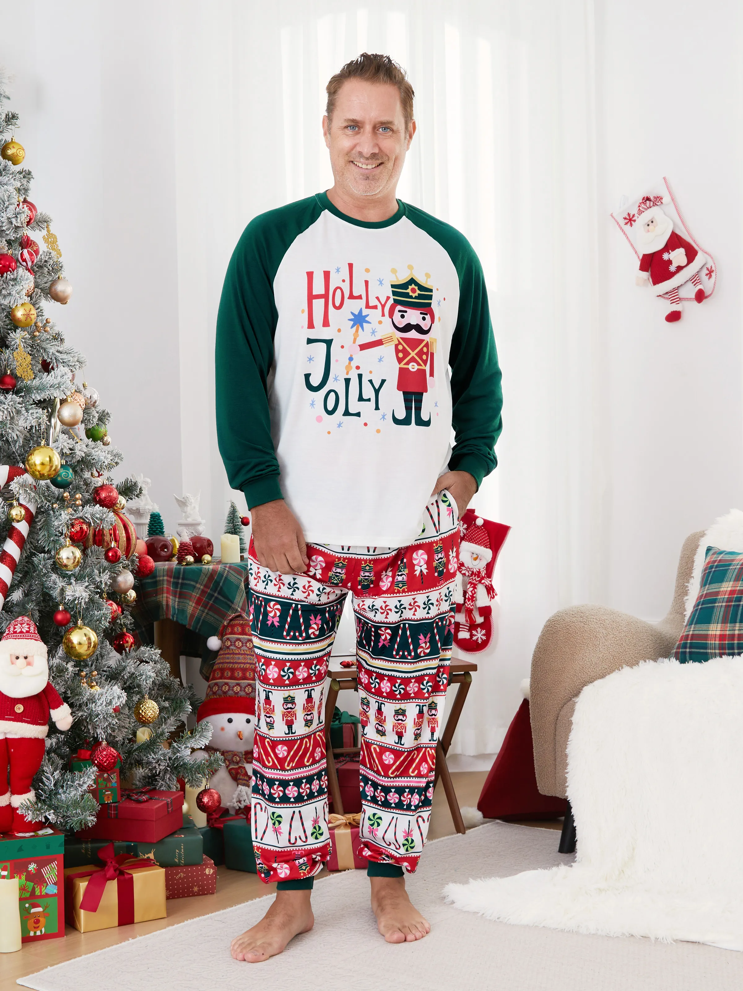 

Matching Family Christmas Long Raglan Sleeves Nutcracker Pajamas Sets