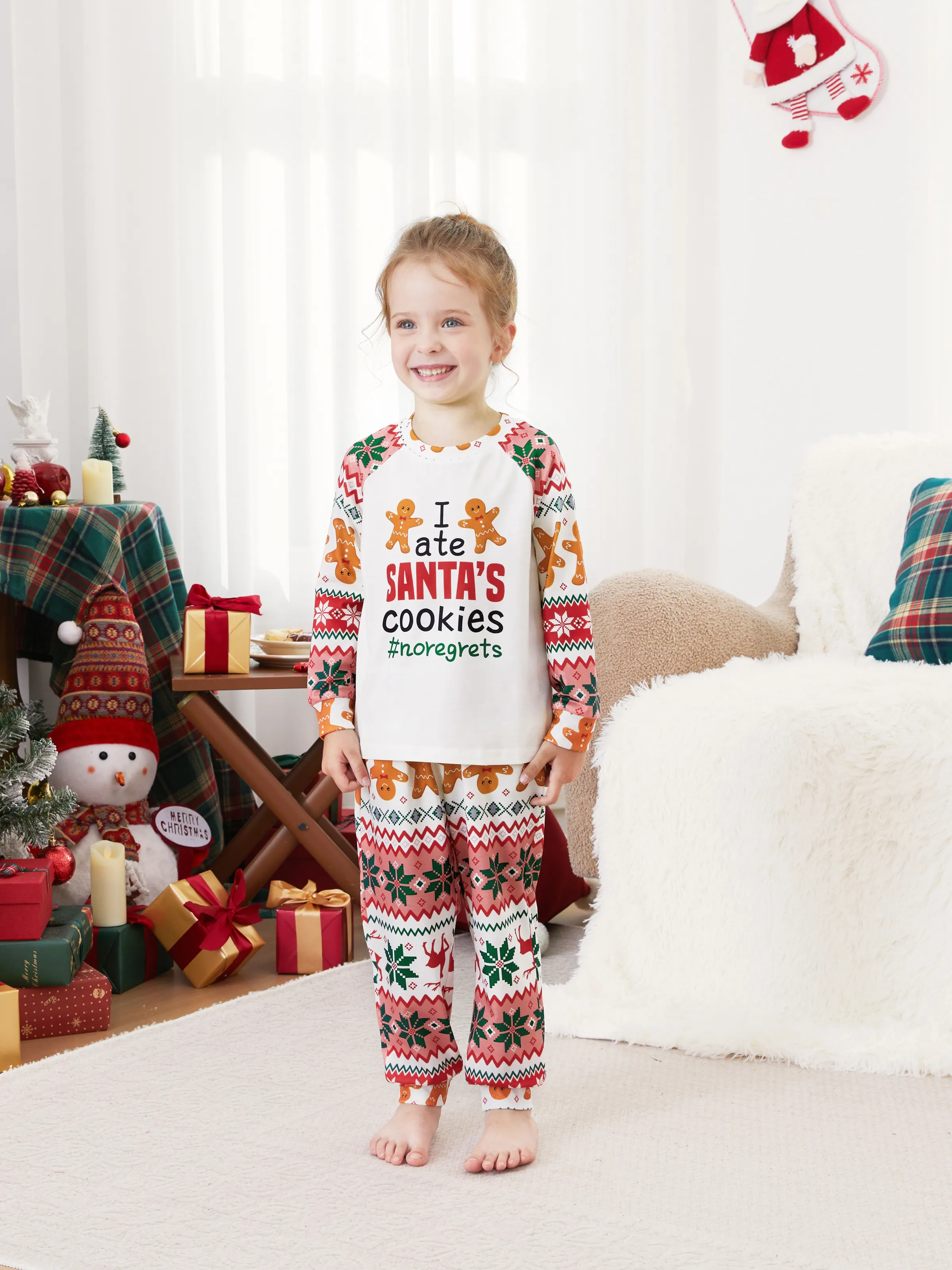 

Christmas Pajamas Family Matching Santa's Cookies Gingerbread Man Pattern Pajamas Sets