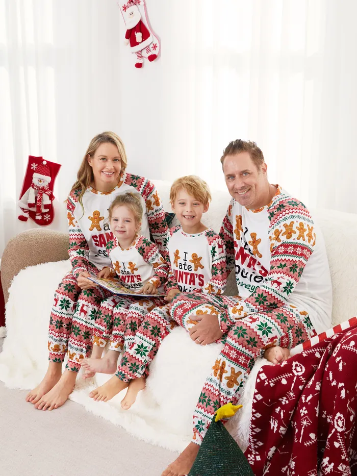 Pigiama di Natale Famiglia Abbinata Biscotti di Babbo Natale Set di pigiami modello di pan di zenzero