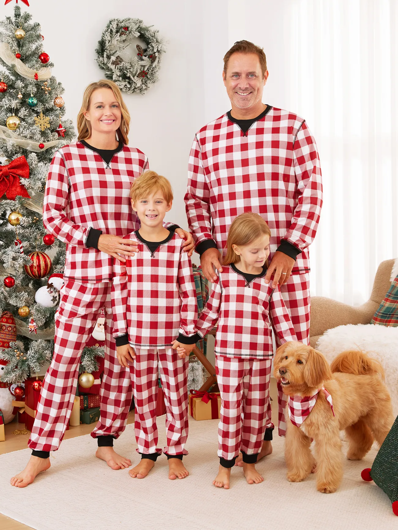 Matching Family Christmas Pajamas - Red and White Plaid Pajamas Sets