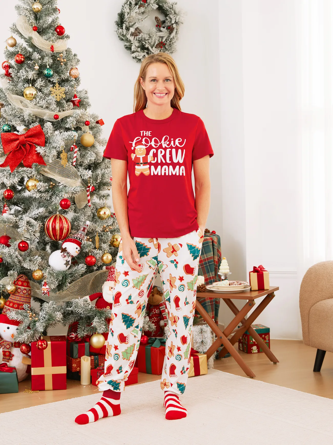 

Christmas Family The Cookies Crew Gingerbread Man Pajamas Sets with Drawstring and Pockets