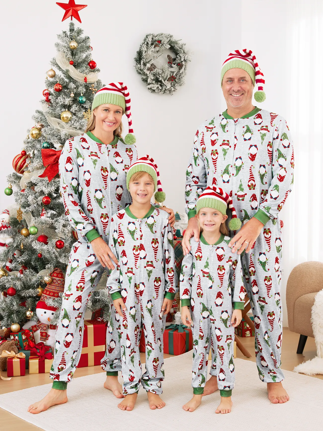 Christmas Onesie Pajamas Gnome Pattern- Family Pj Sets