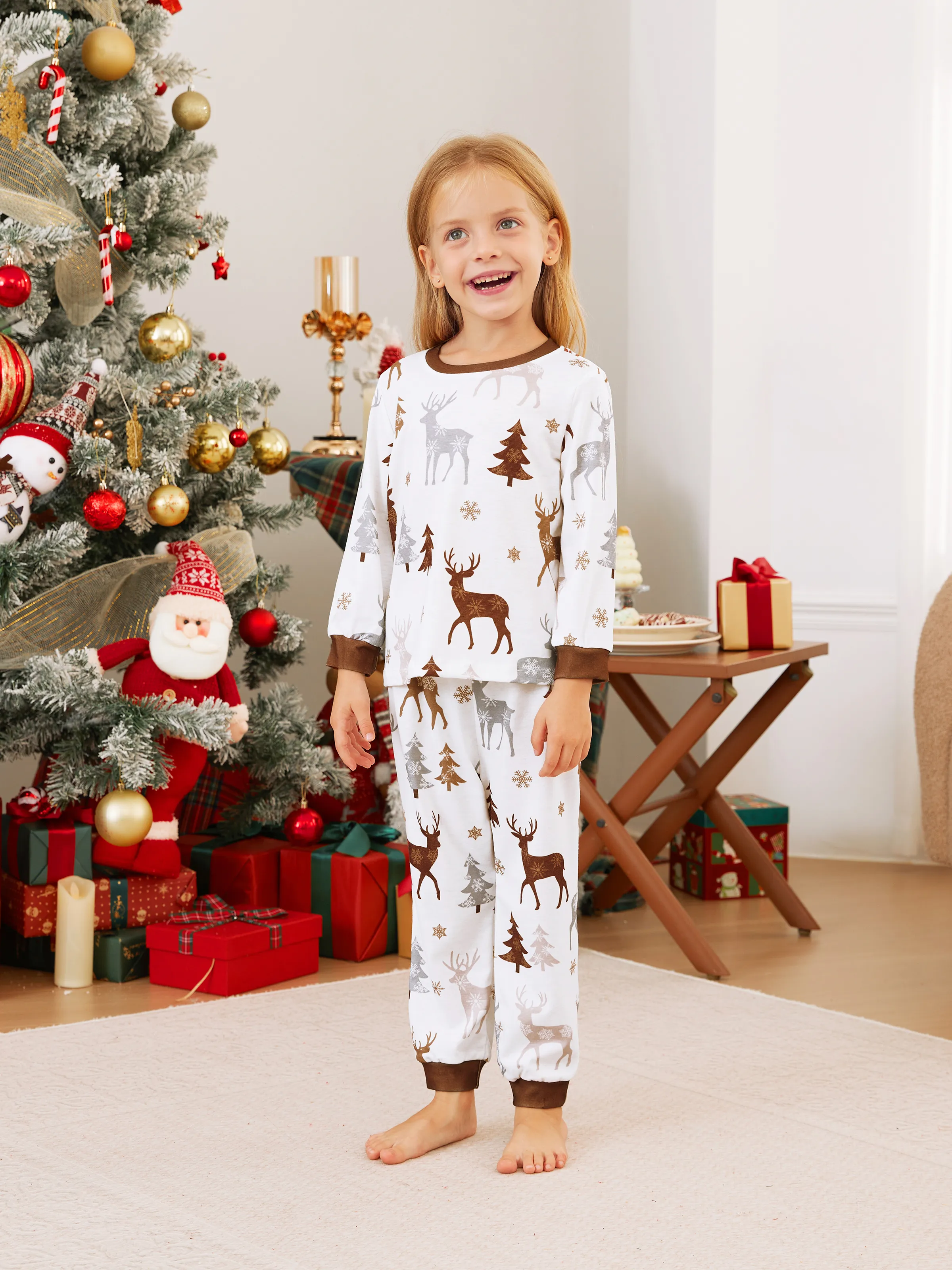 

Christmas Family Matching Reindeer&Trees Print Long-sleeve Pajamas Sets