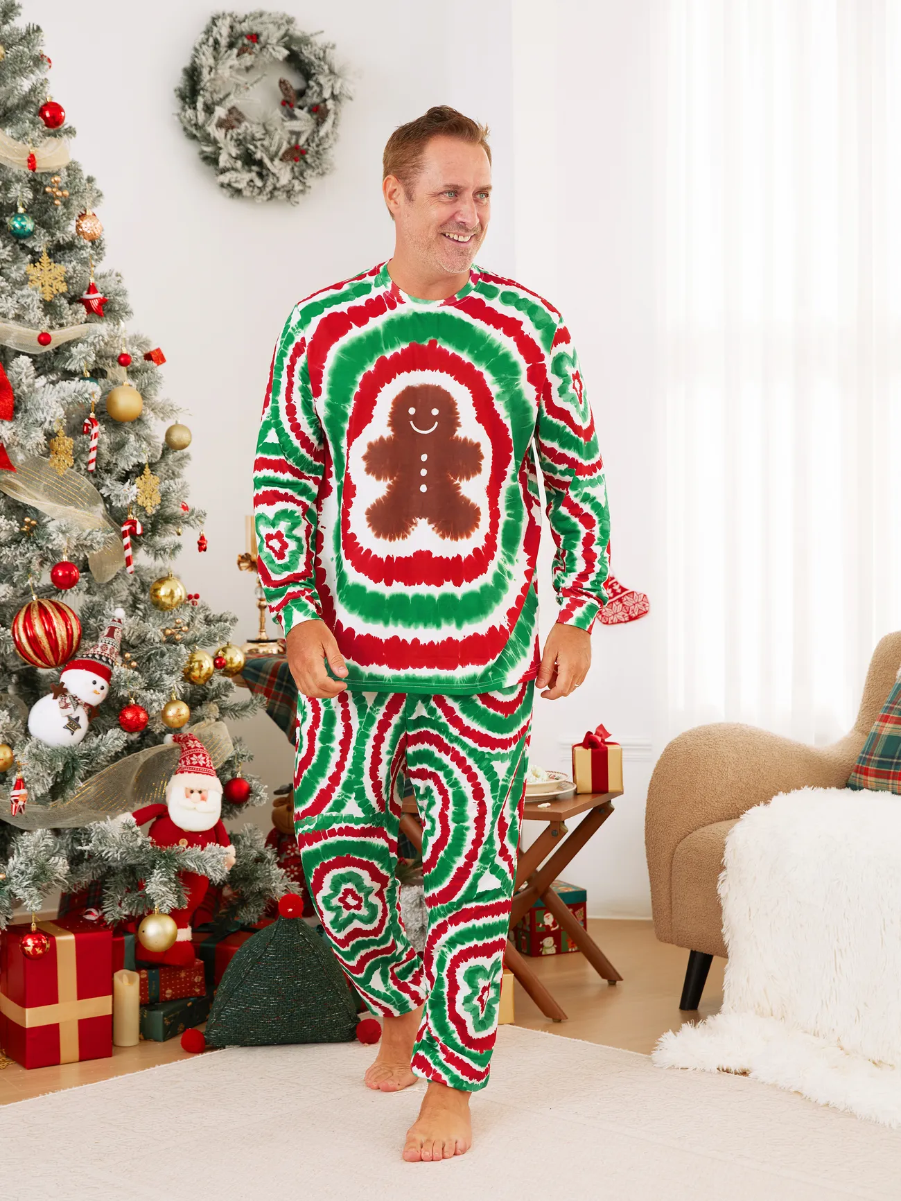 

Christmas Family Red&Green Tie-Dye Gingerbread Man Pajamas Sets