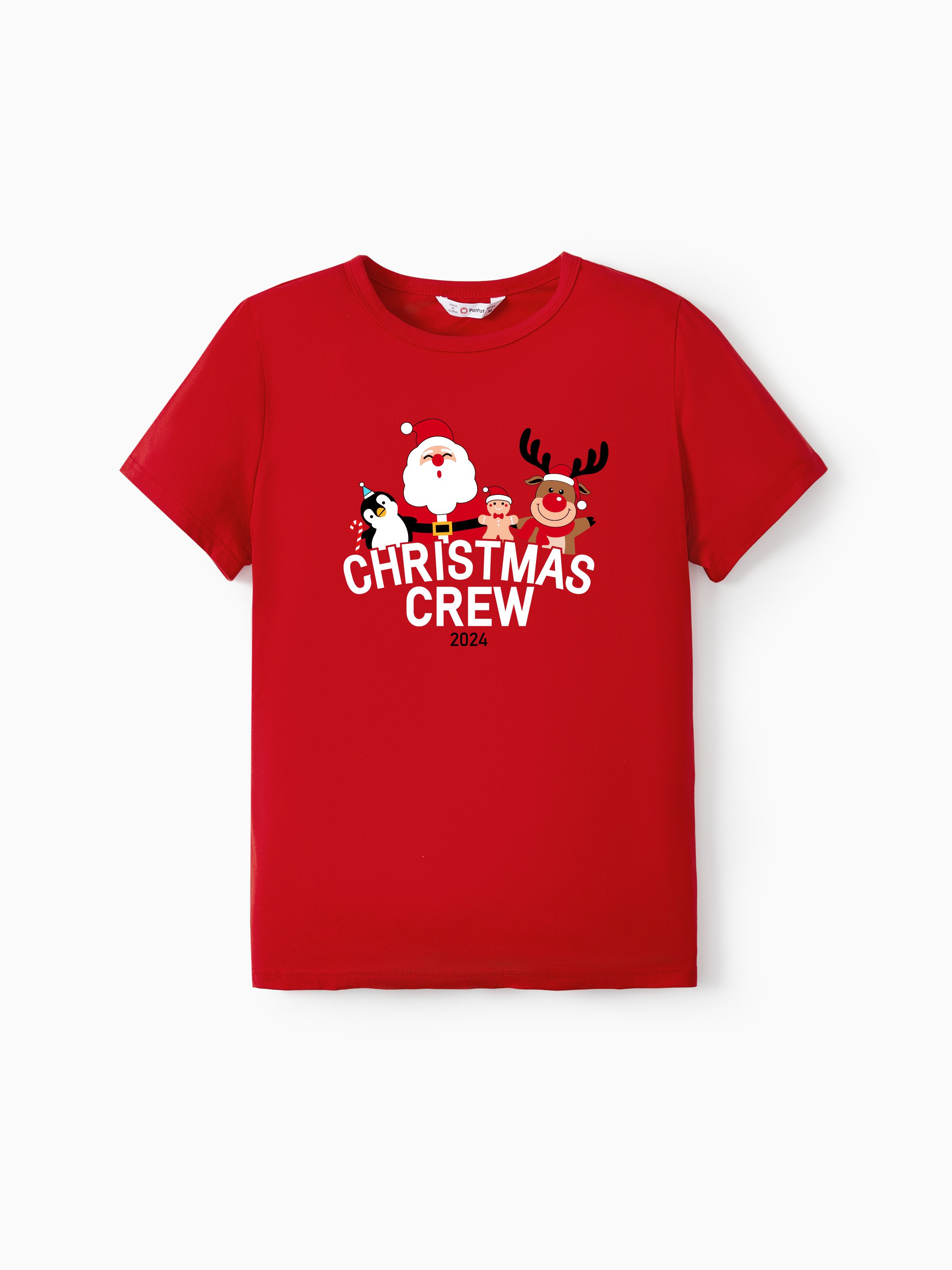 

Christmas Family Matching Short Sleeves Christmas Crew Santa Claus Design Tops