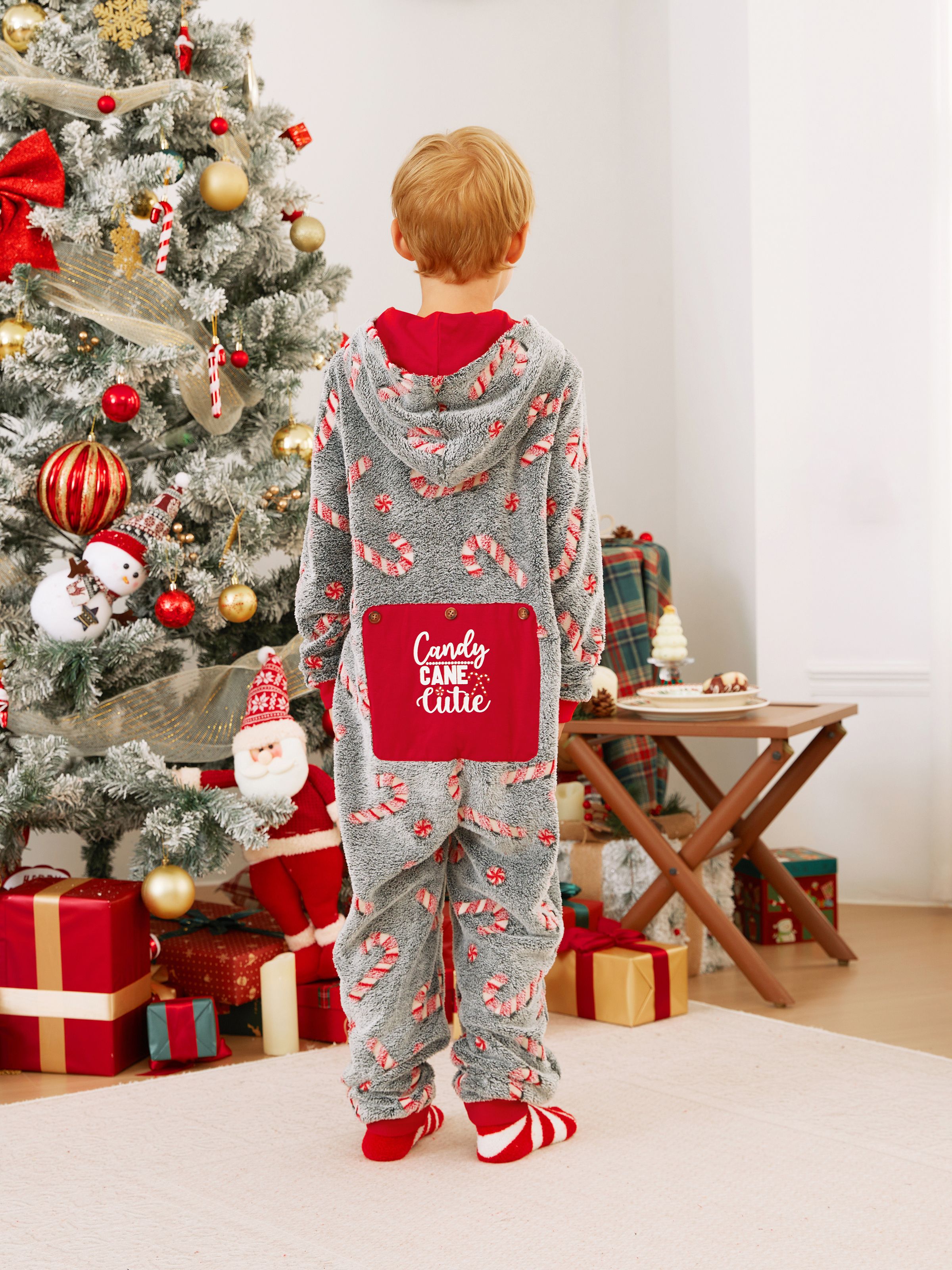 

Onesies Pajamas Matching Christmas Outfits Candy Cane Pattern (Glow in the Dark)