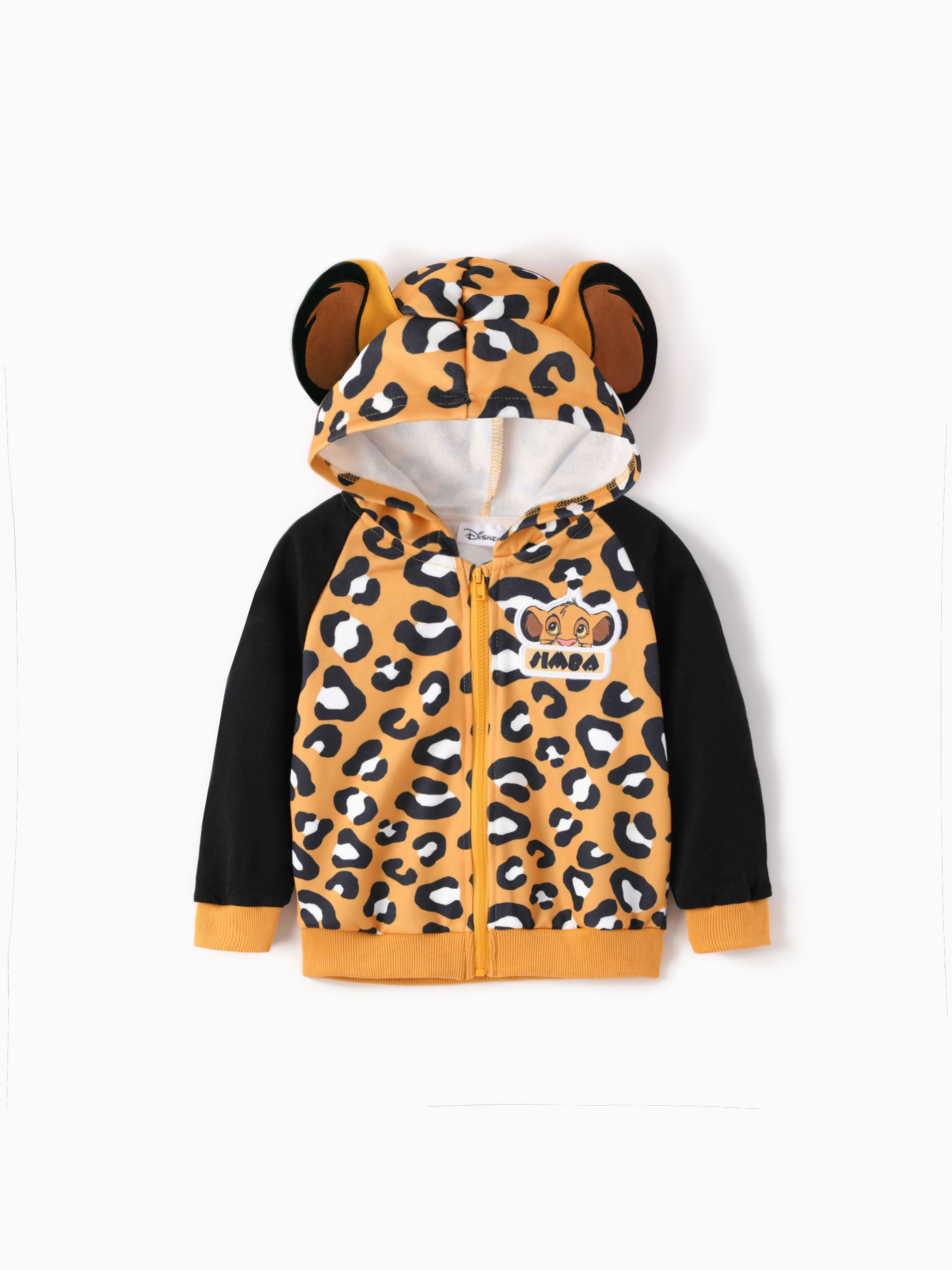 

Disney Lion King Toddler 1pc Simba Leopard Allover Colorblock Print 3D Ears Hooded Jacket