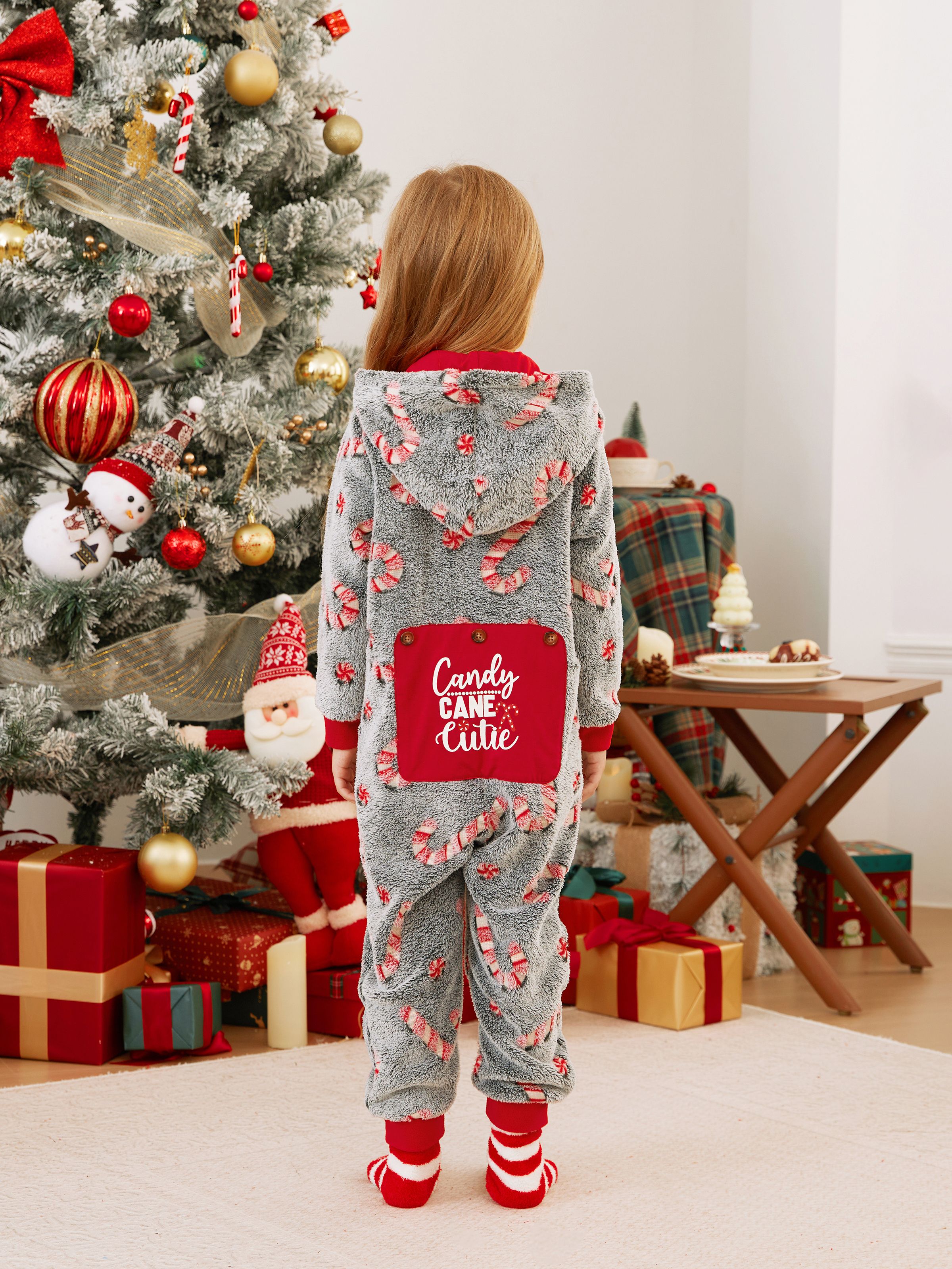 

Onesies Pajamas Matching Christmas Outfits Candy Cane Pattern (Glow in the Dark)