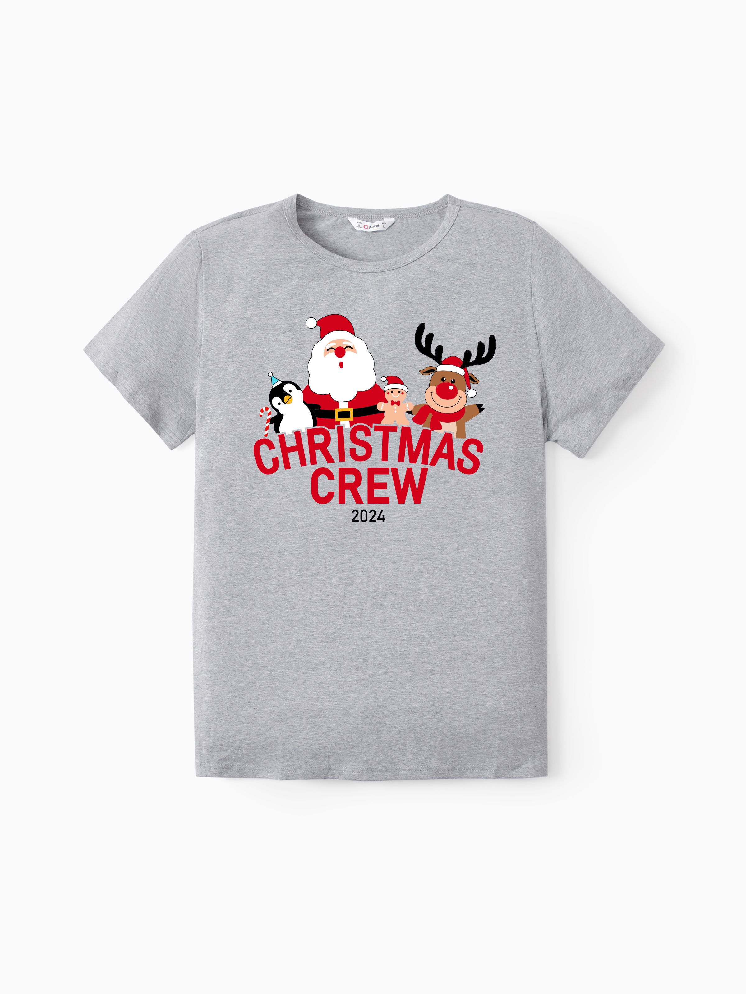 

Christmas Family Matching Short Sleeves Christmas Crew Santa Claus Design Tops