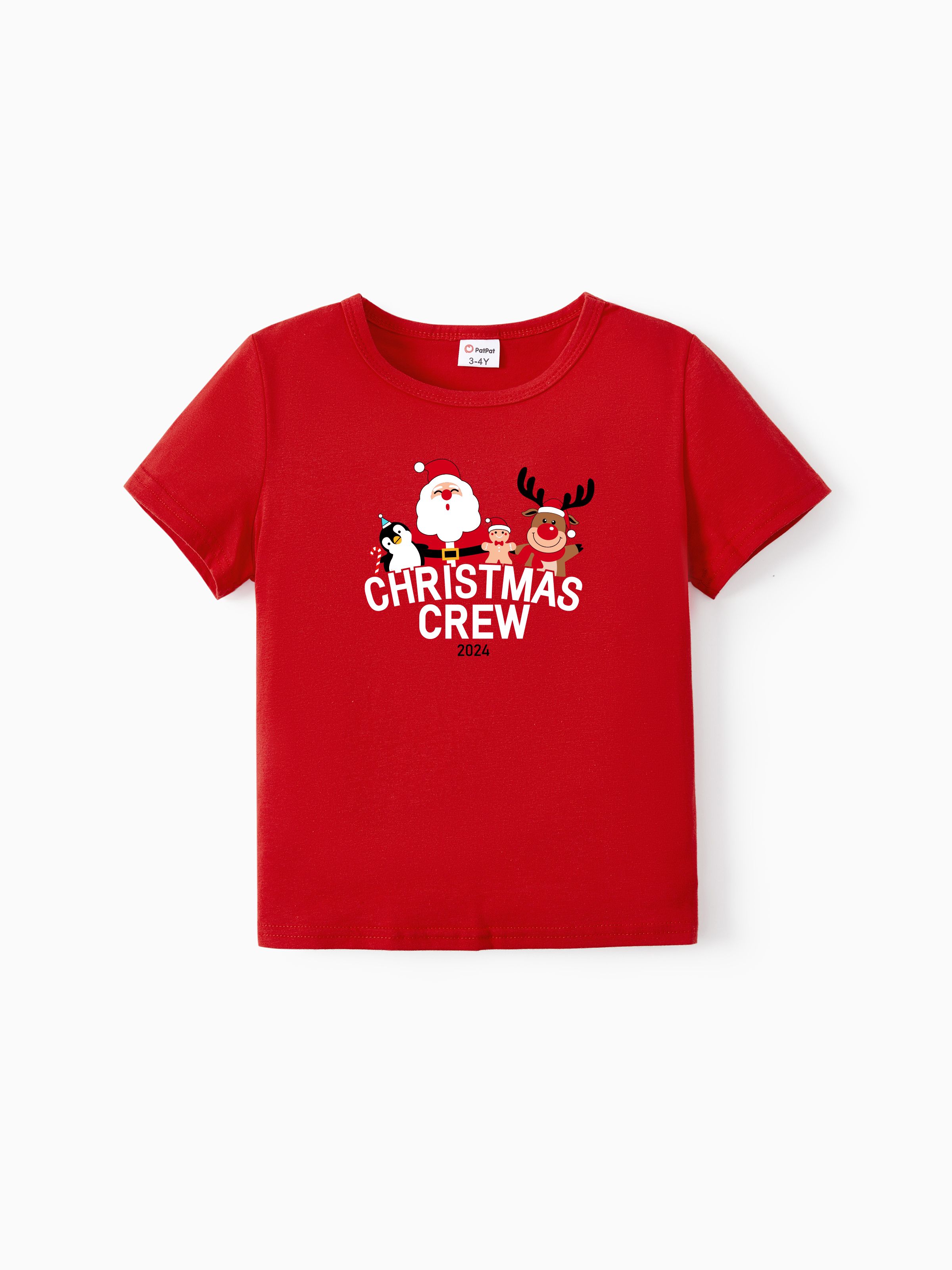 

Christmas Family Matching Short Sleeves Christmas Crew Santa Claus Design Tops