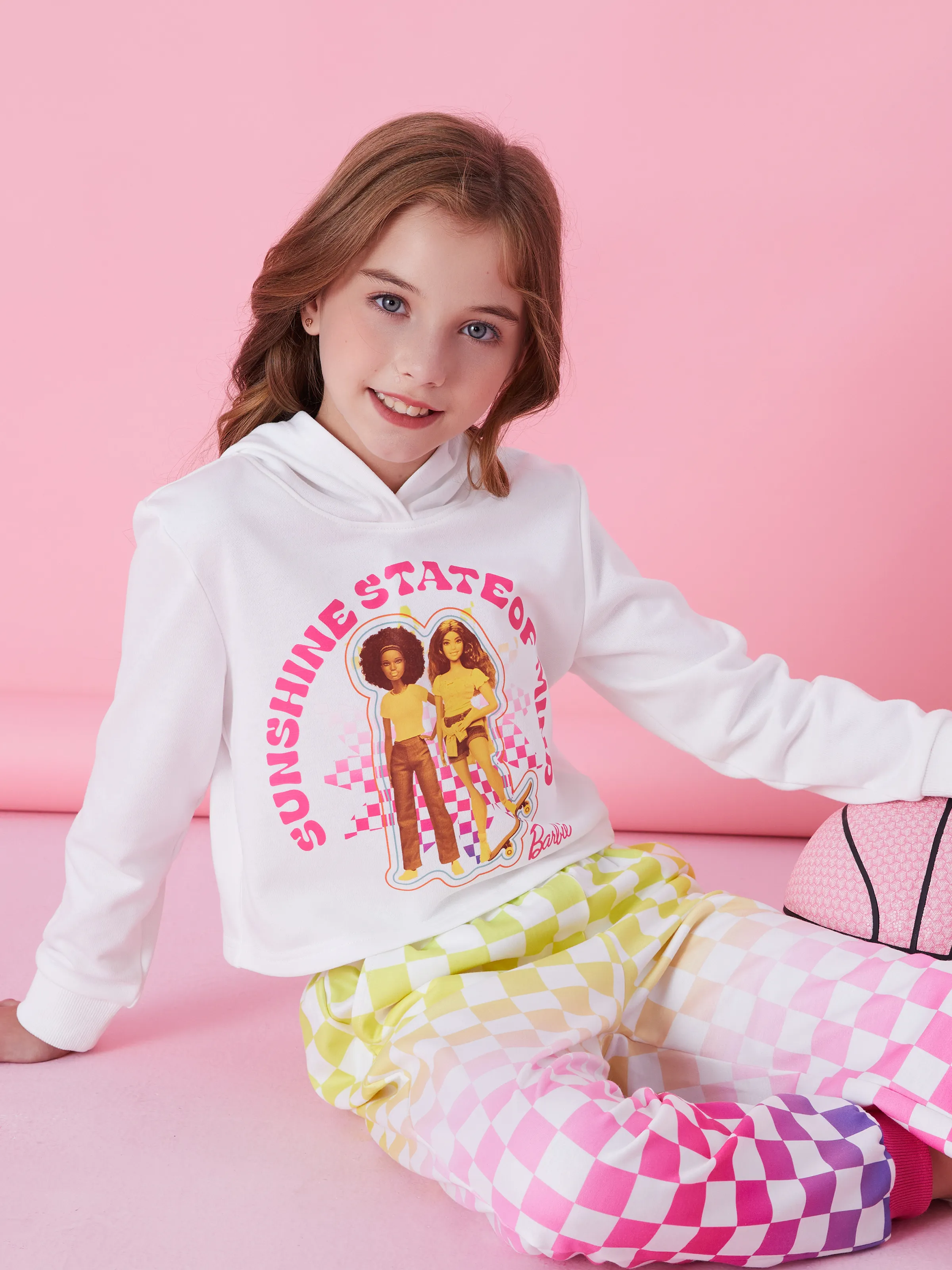 

Barbie Kid Girl 2pcs Character Hooded Long-sleeve Sweatshirt And Allover Print Pants Set