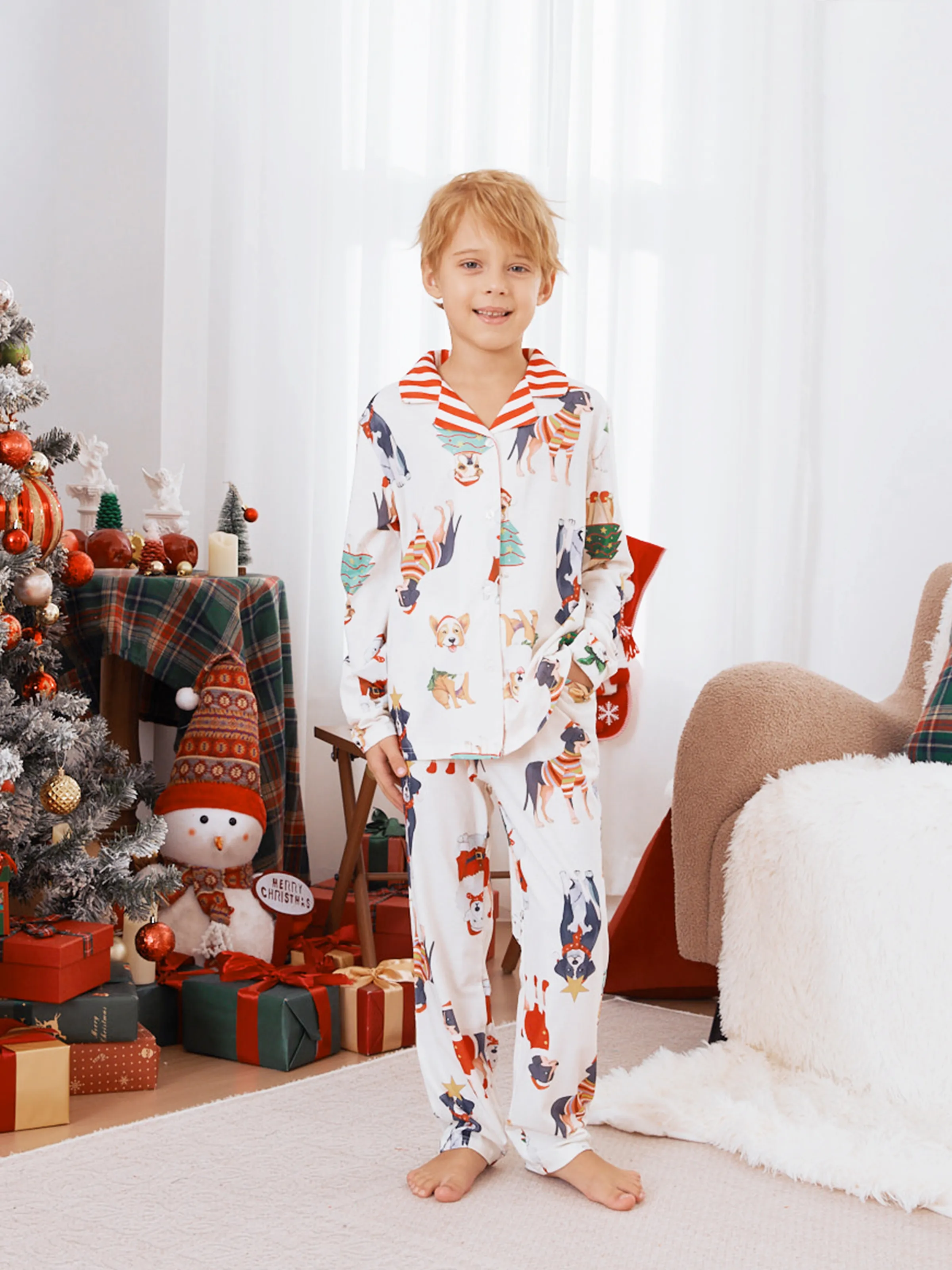 

Christmas Pajamas Family Matching Cute Xmas Dog Collared Pajamas Sets