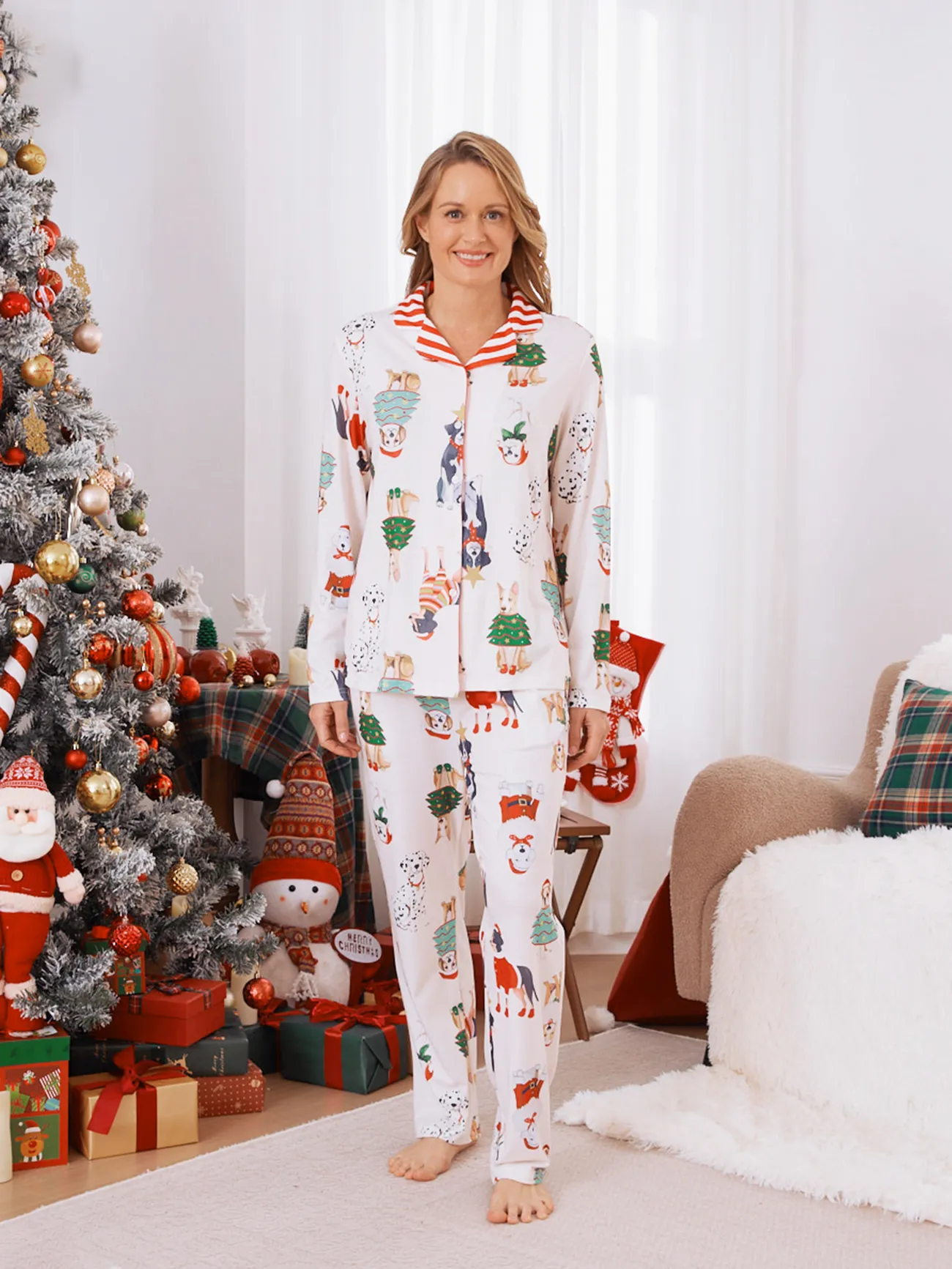 

Christmas Pajamas Family Matching Cute Xmas Dog Collared Pajamas Sets