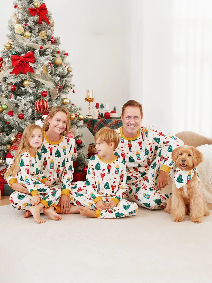 Famille de Noël assorti casse-noisette motif manches longues pyjamas ensembles