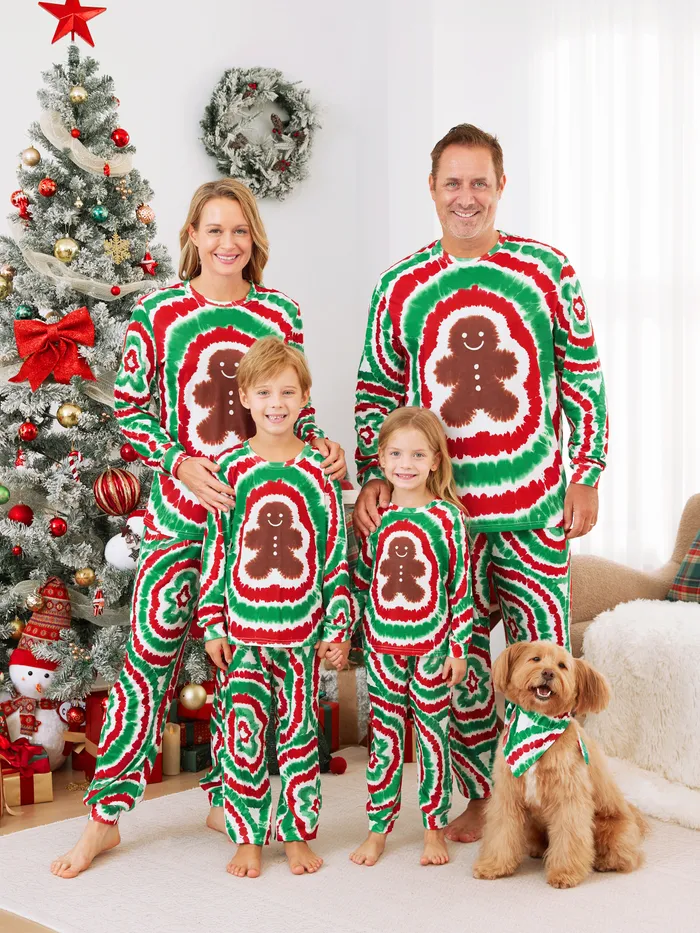 Weihnachten Familie Rot & Grün Batik Lebkuchen Mann Pyjama Sets 