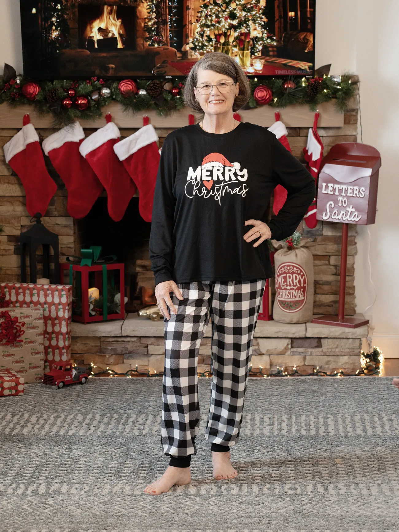 

Christmas Family Matching Glow In The Dark Letters Print Long-sleeve Pajamas Sets